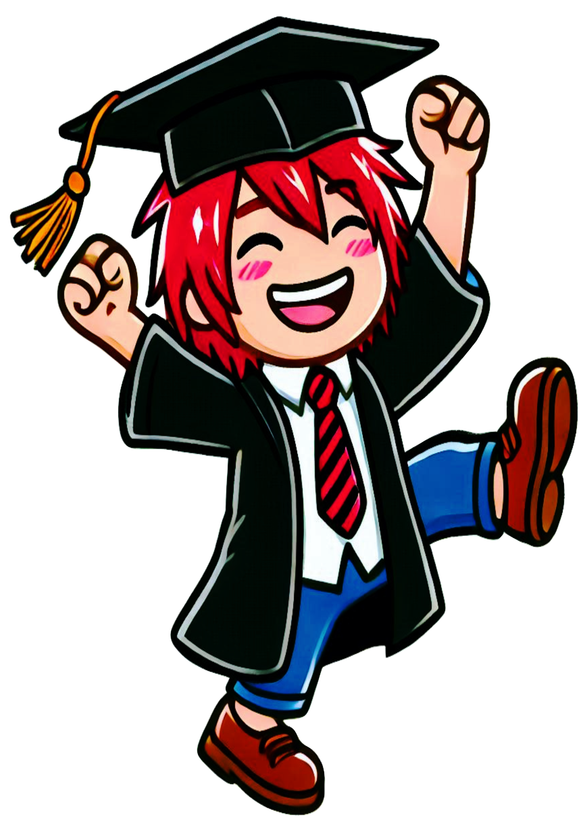 Illustration Young emo boy graduation outfit free download student artwork alternative style red hair clipart PNG