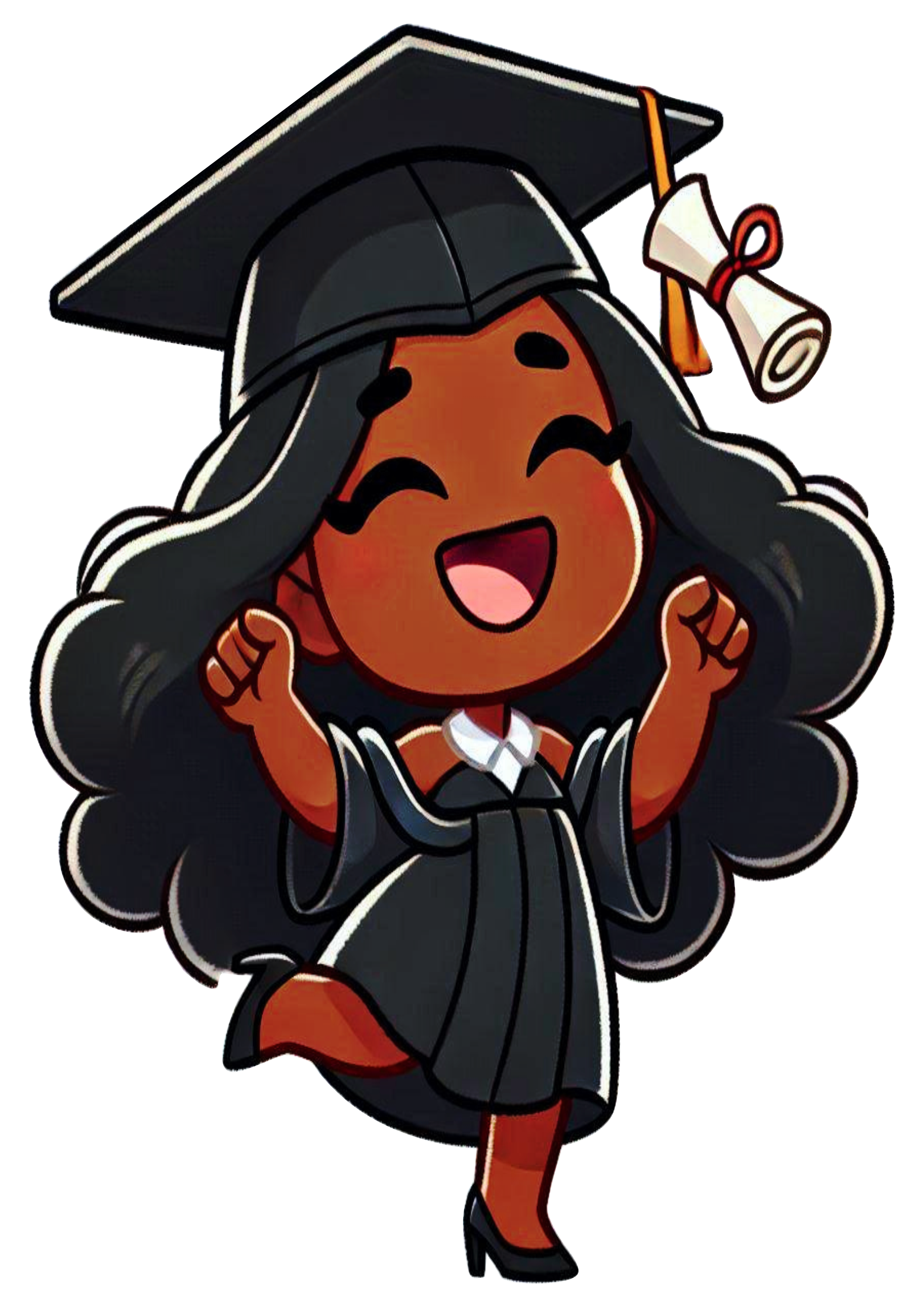 Black Woman Graduate PNG Art for Graduation Decorations