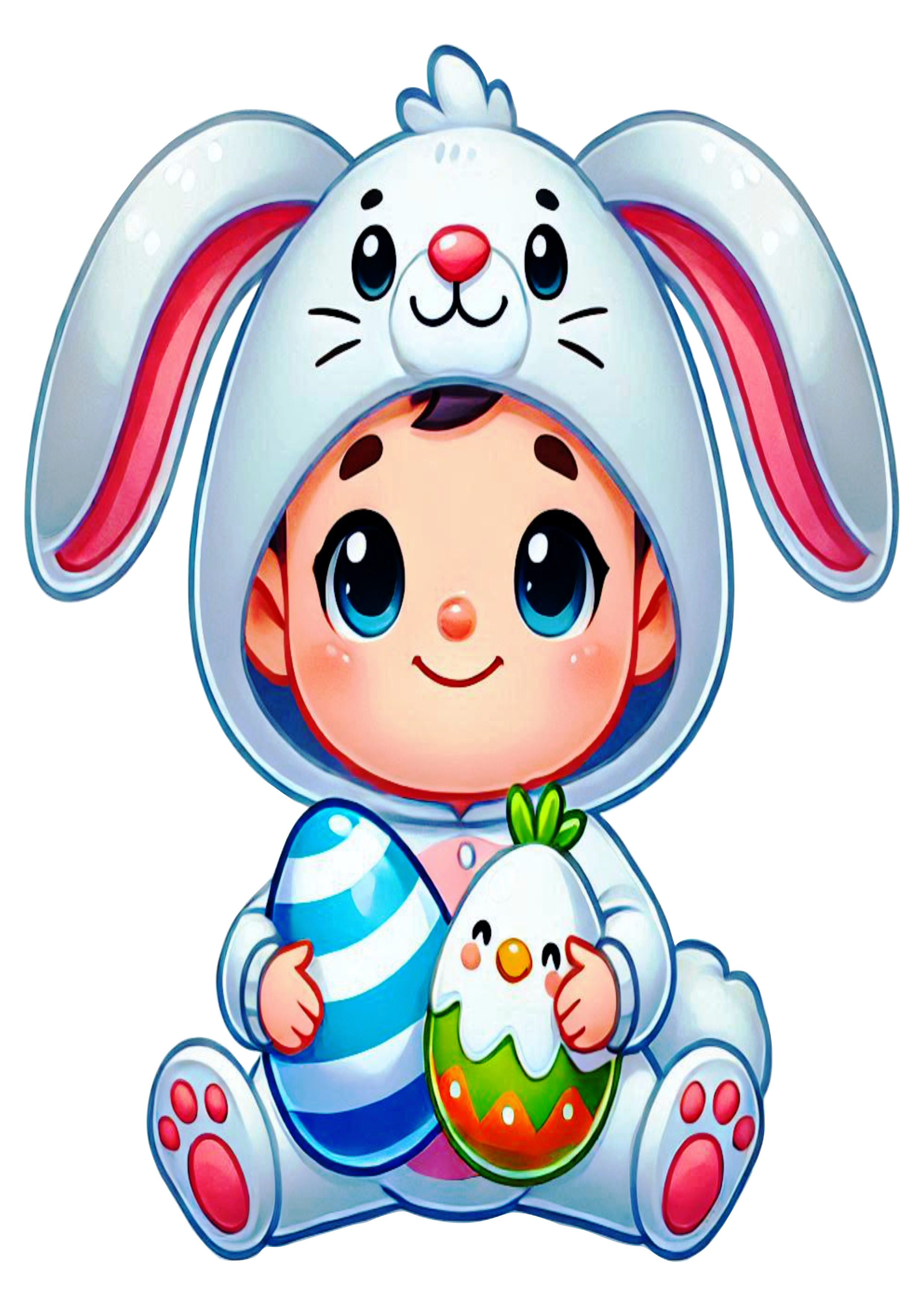 Baby Boy bunny costumed happy easter PNG