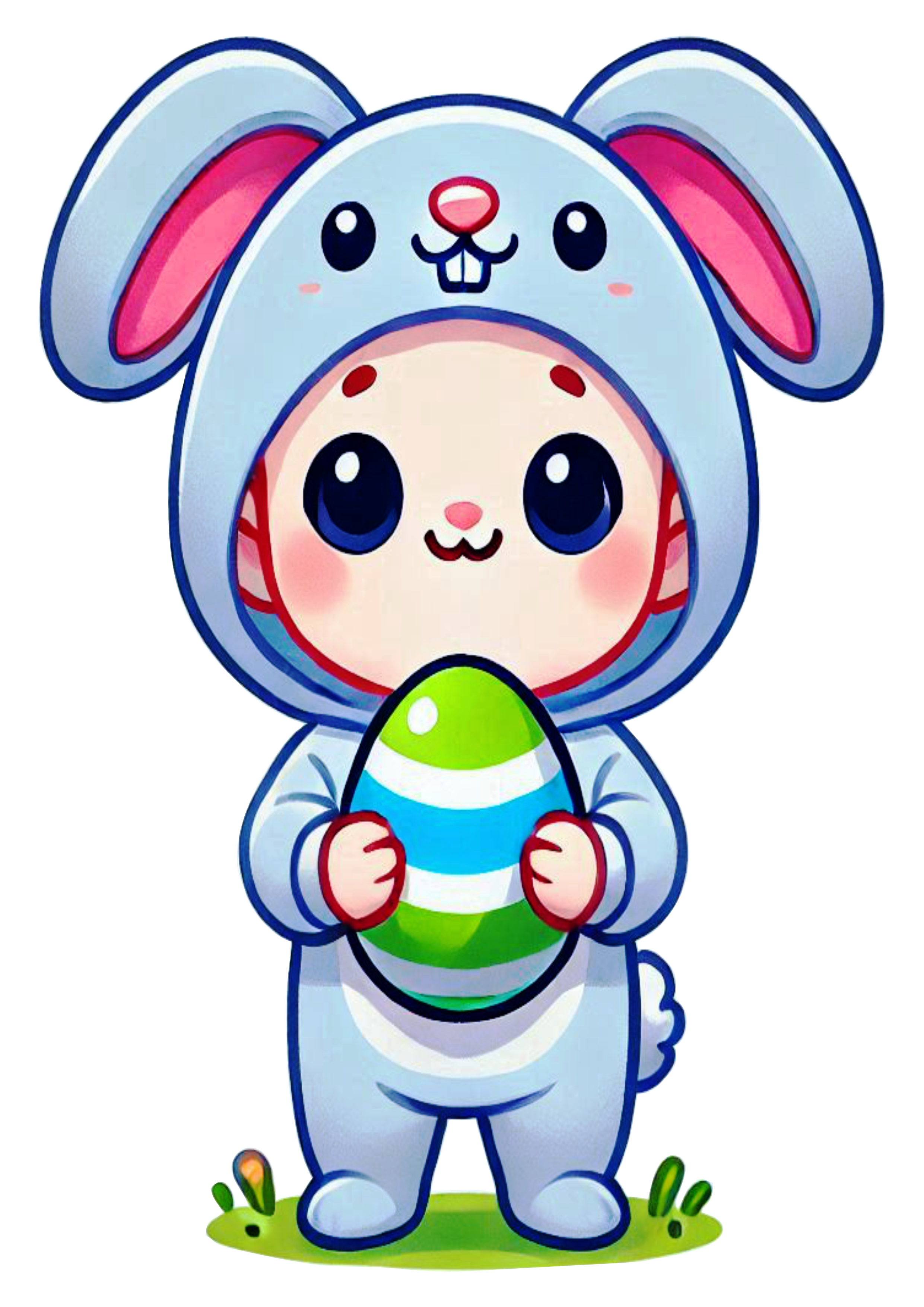 Baby Boy bunny costumed happy easter cartoon PNG