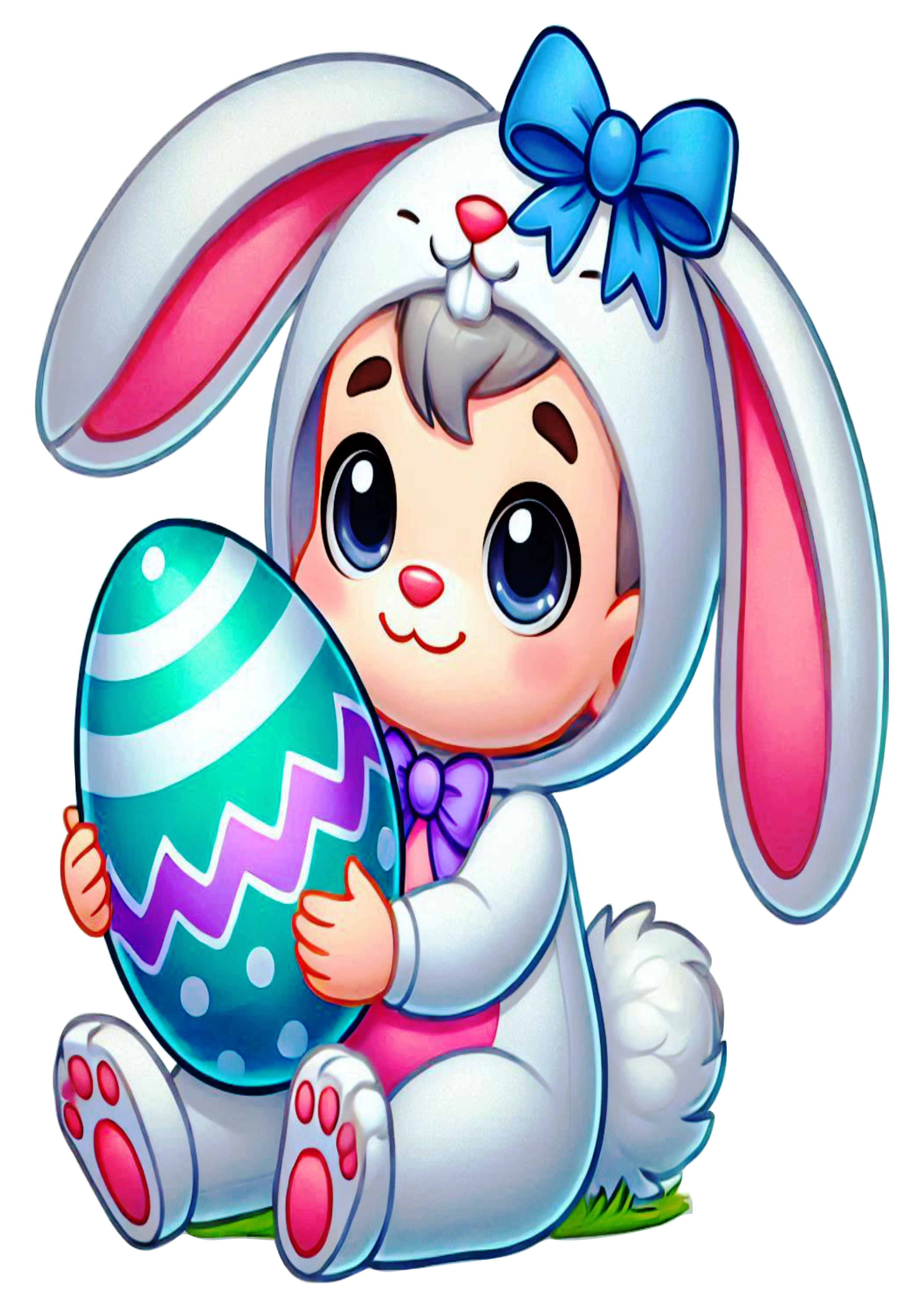 Baby Boy bunny costumed happy easter cartoon PNG illustration