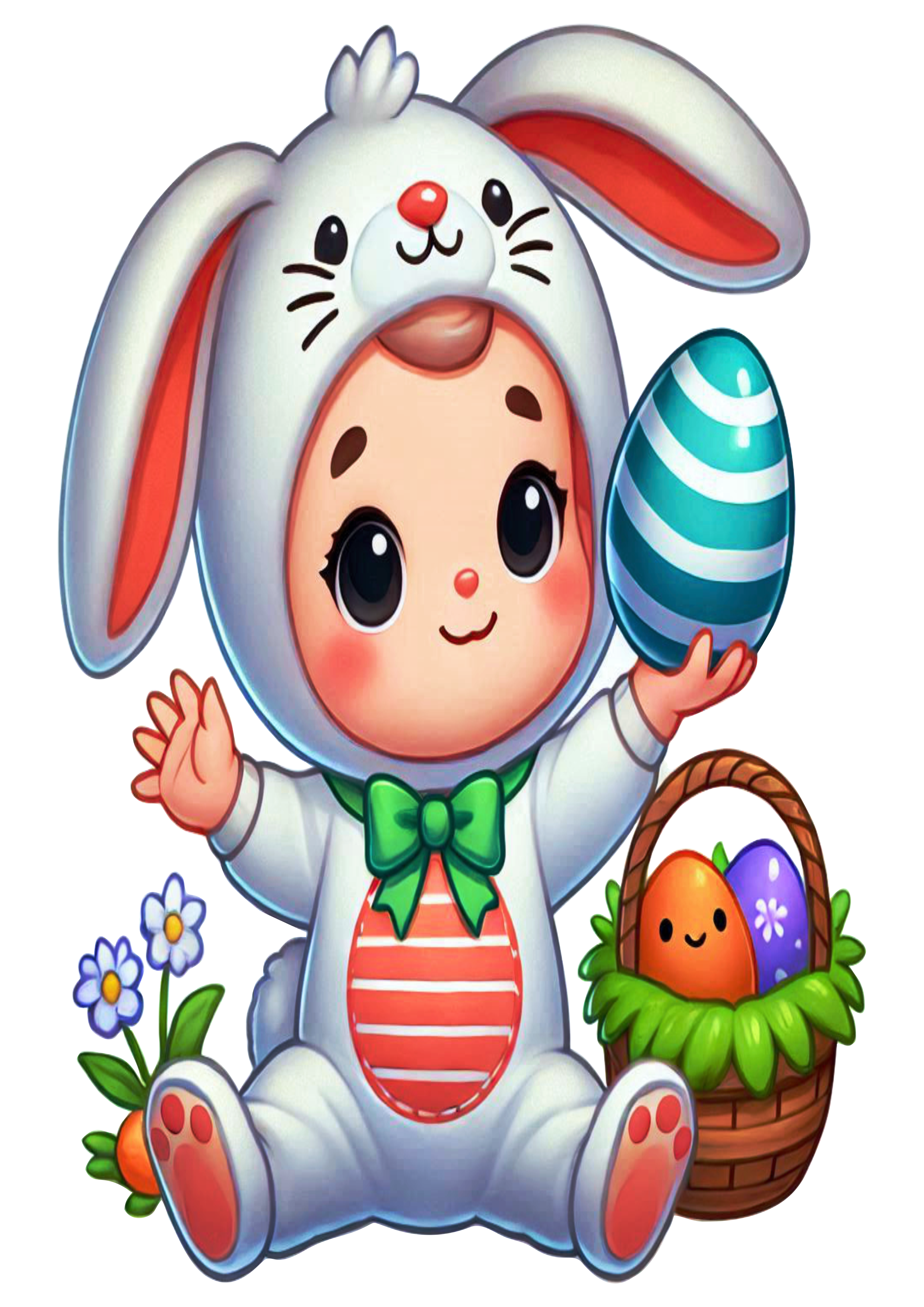 Baby Boy bunny costumed happy easter cartoon PNG illustration clipart vector no background