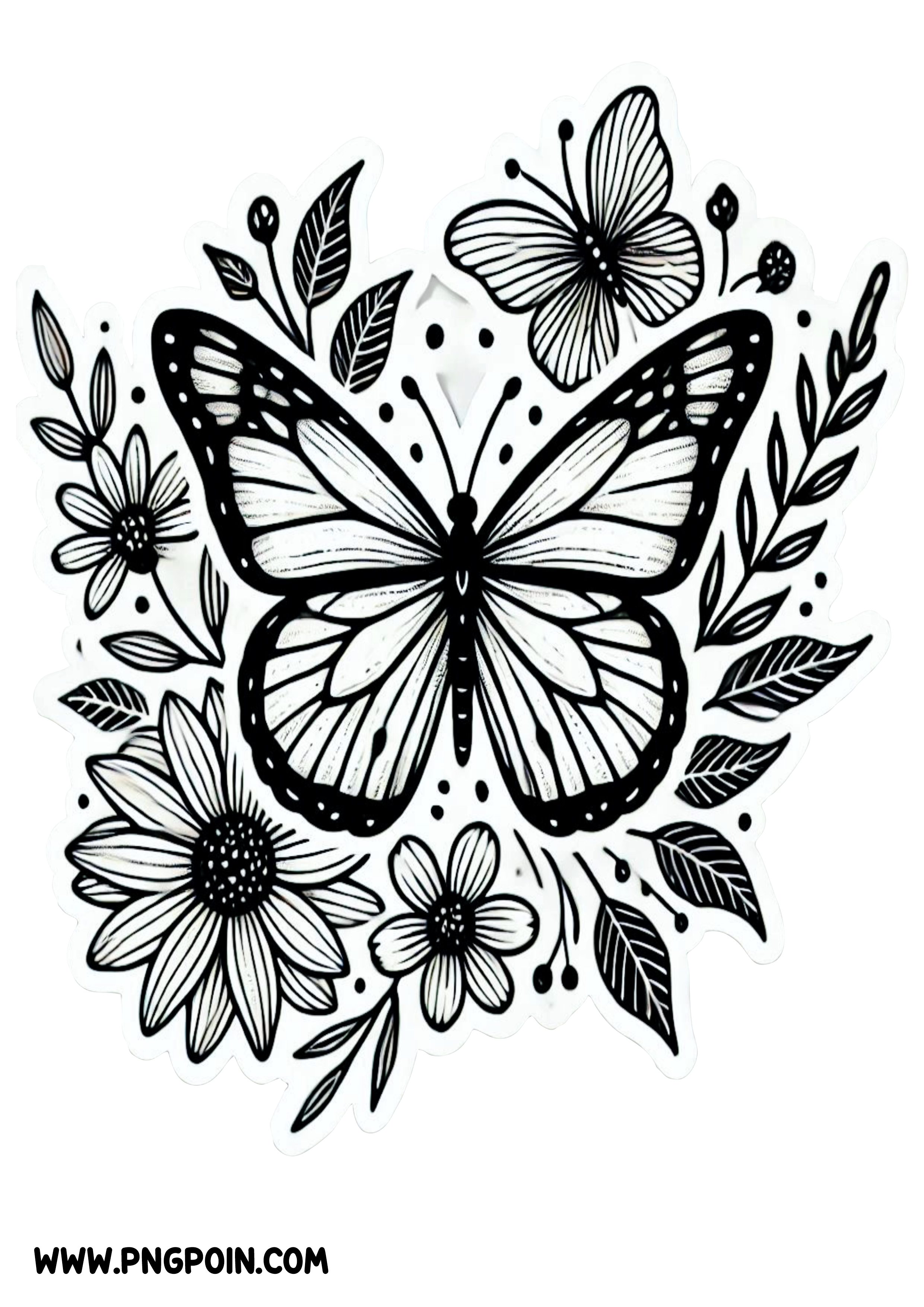 Butterfly and Flowers Image: Perfect for Minimalist Tattoos