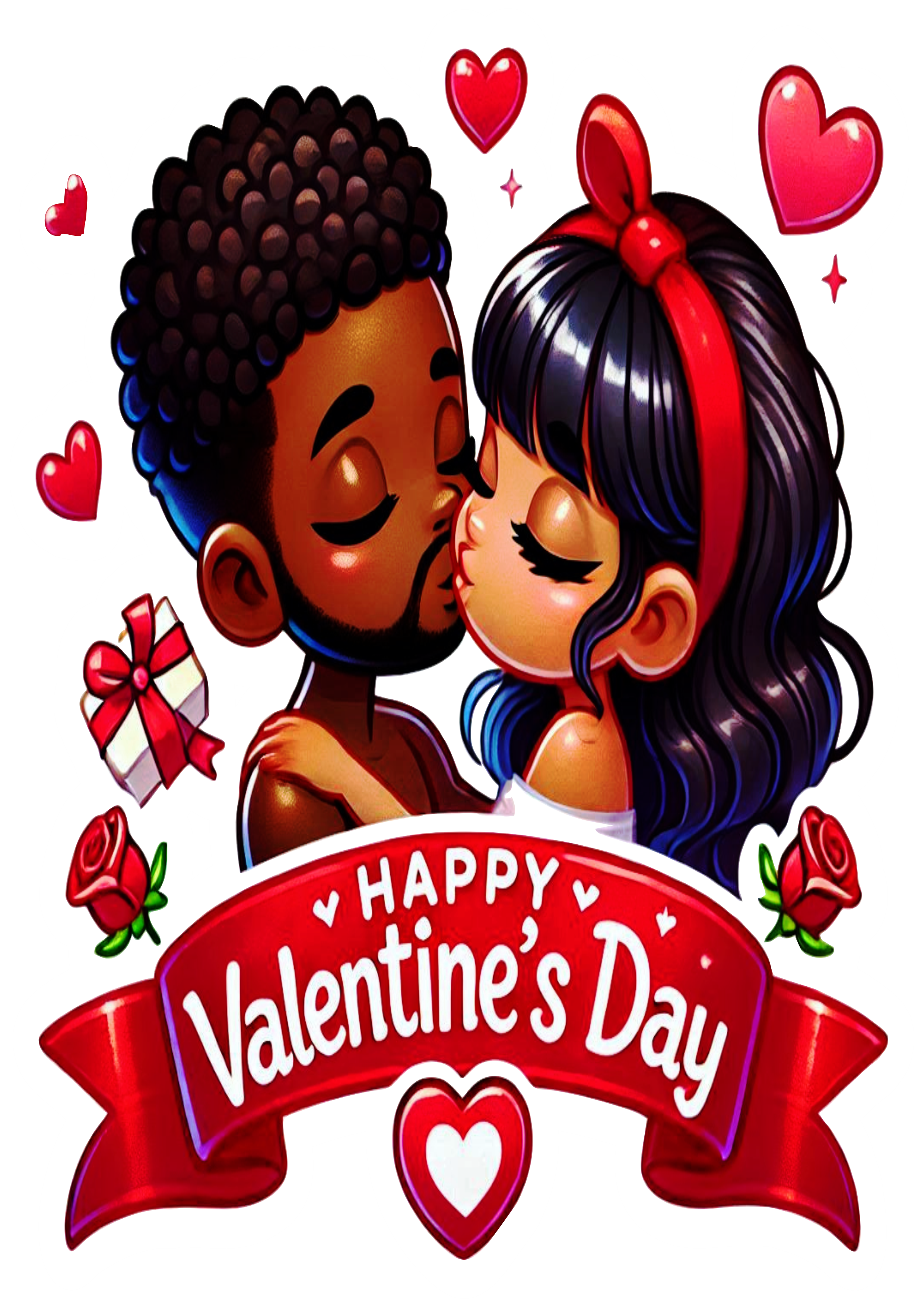 Black Couple Decoration Banner PNG