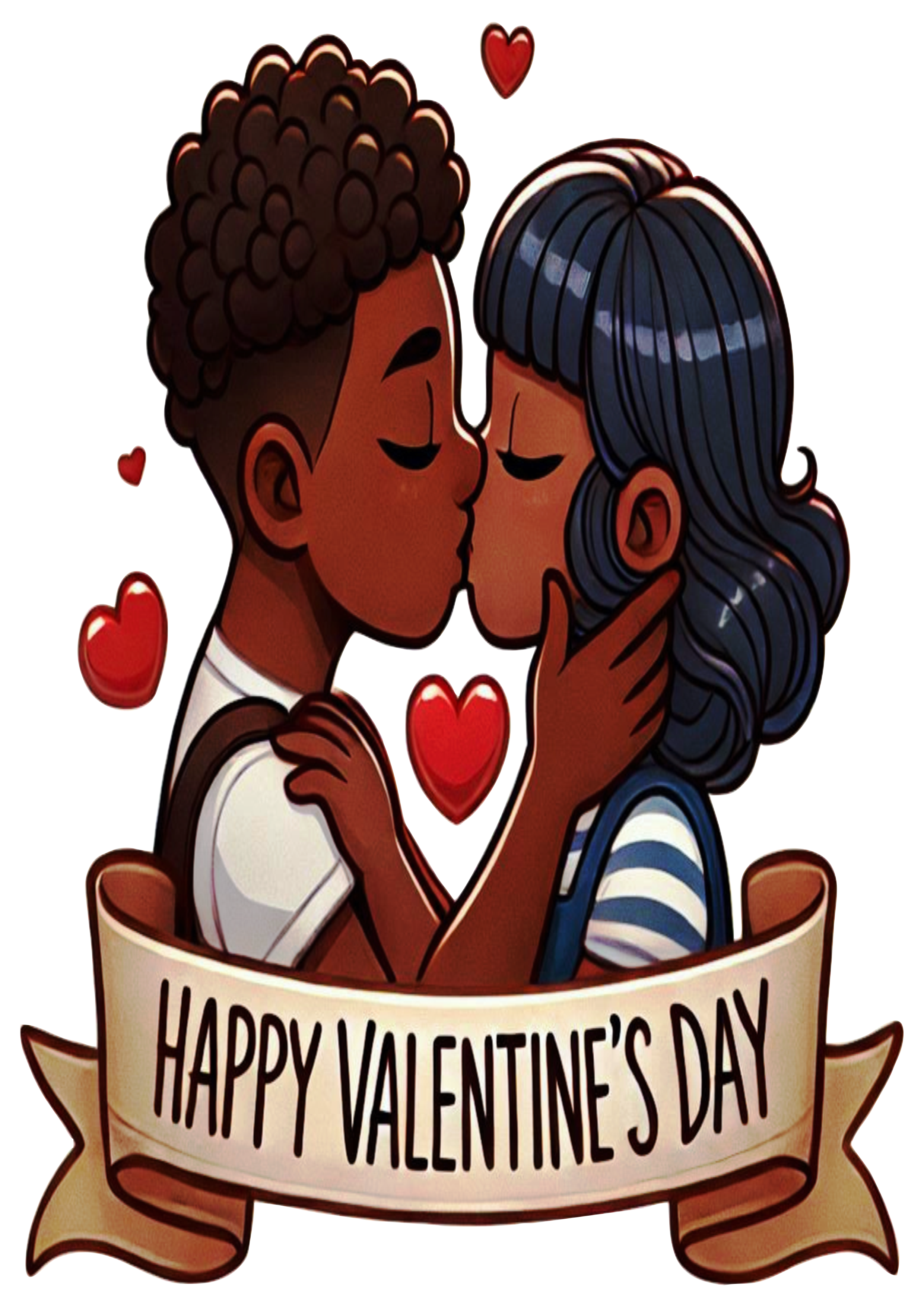 Black Couple Image for Cake Topper and Romantic Party Decor PNG