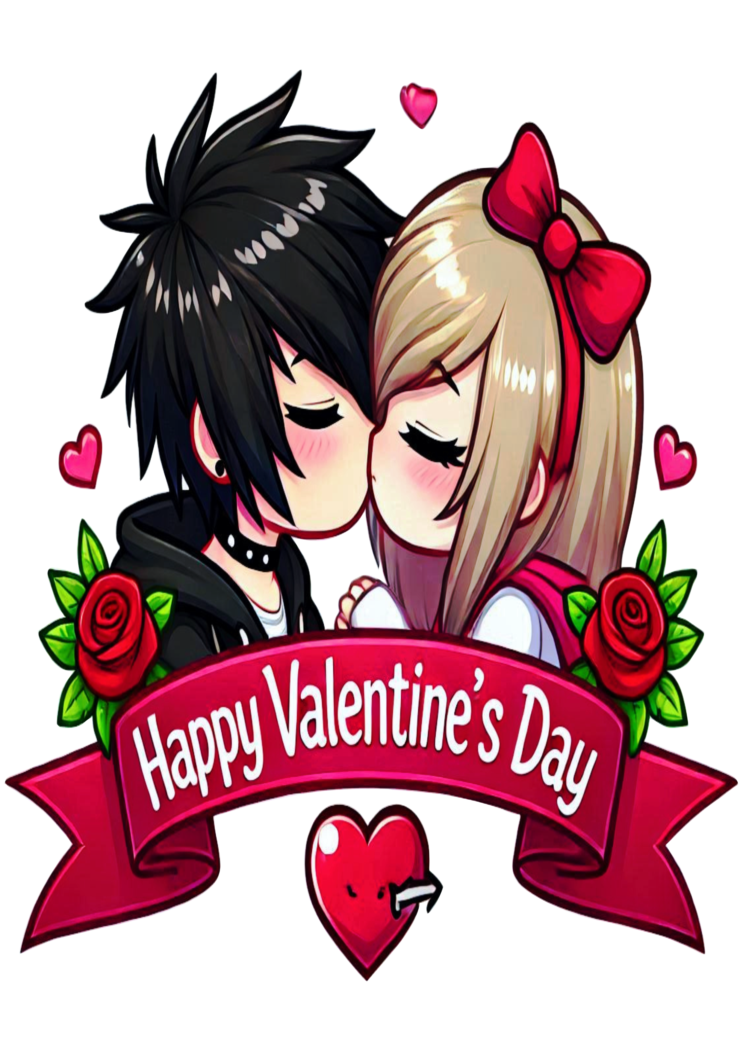 Emo Cake Topper Banner Valentine’s Day Party Decoration PNG