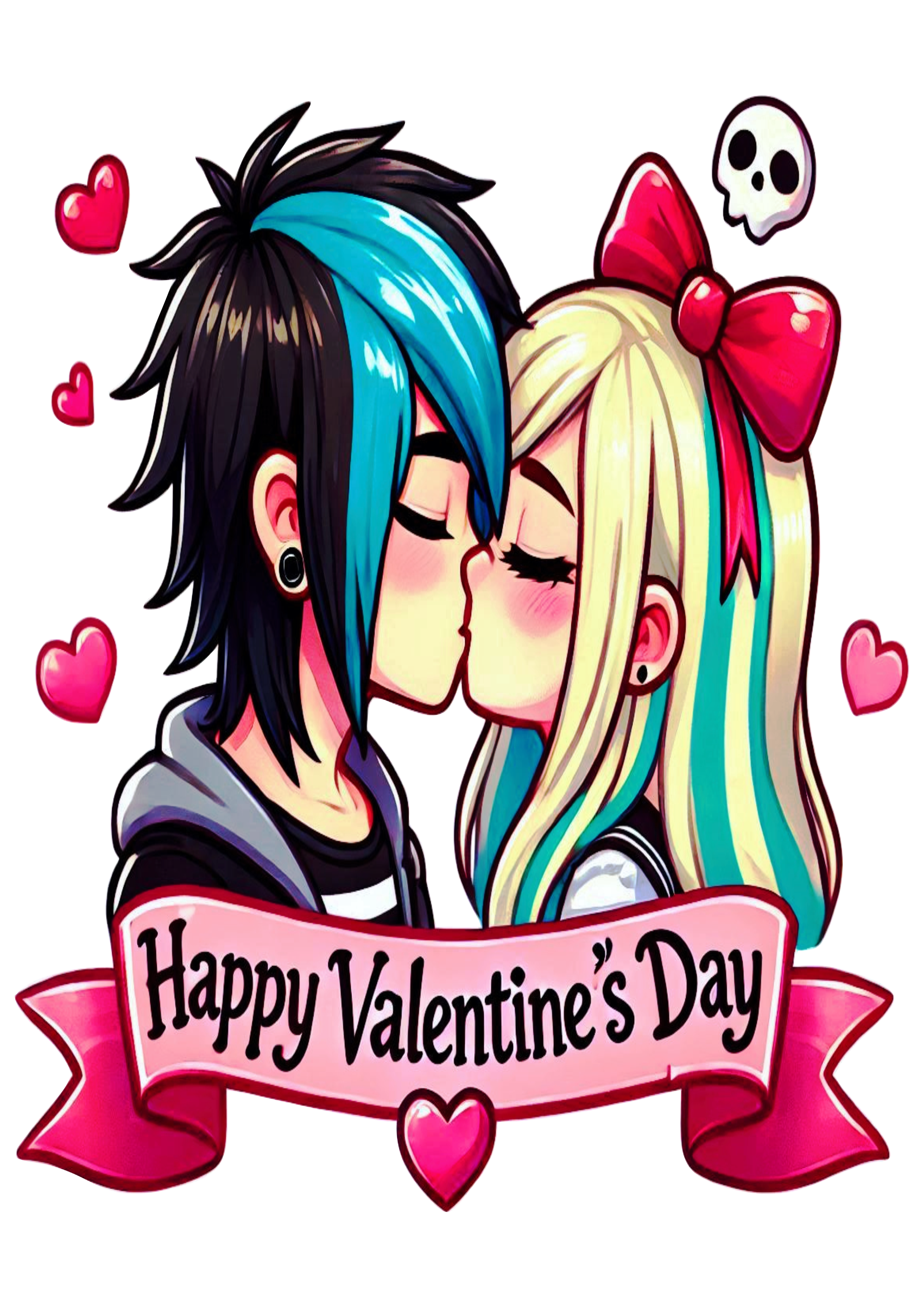 Emo Couple Romantic Banner PNG