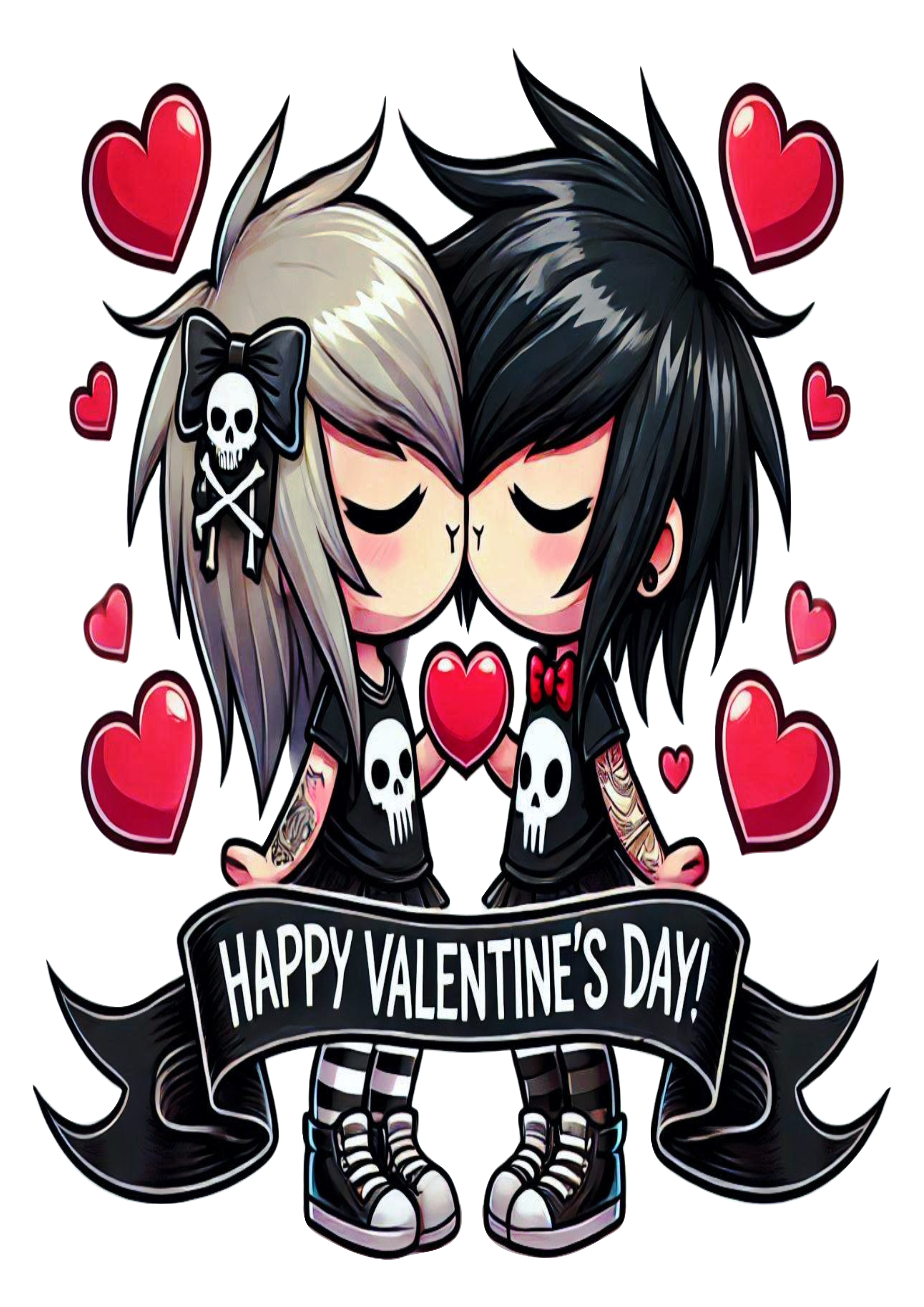 Emo Theme Decoration Cake Topper Banner for Valentine’s PNG