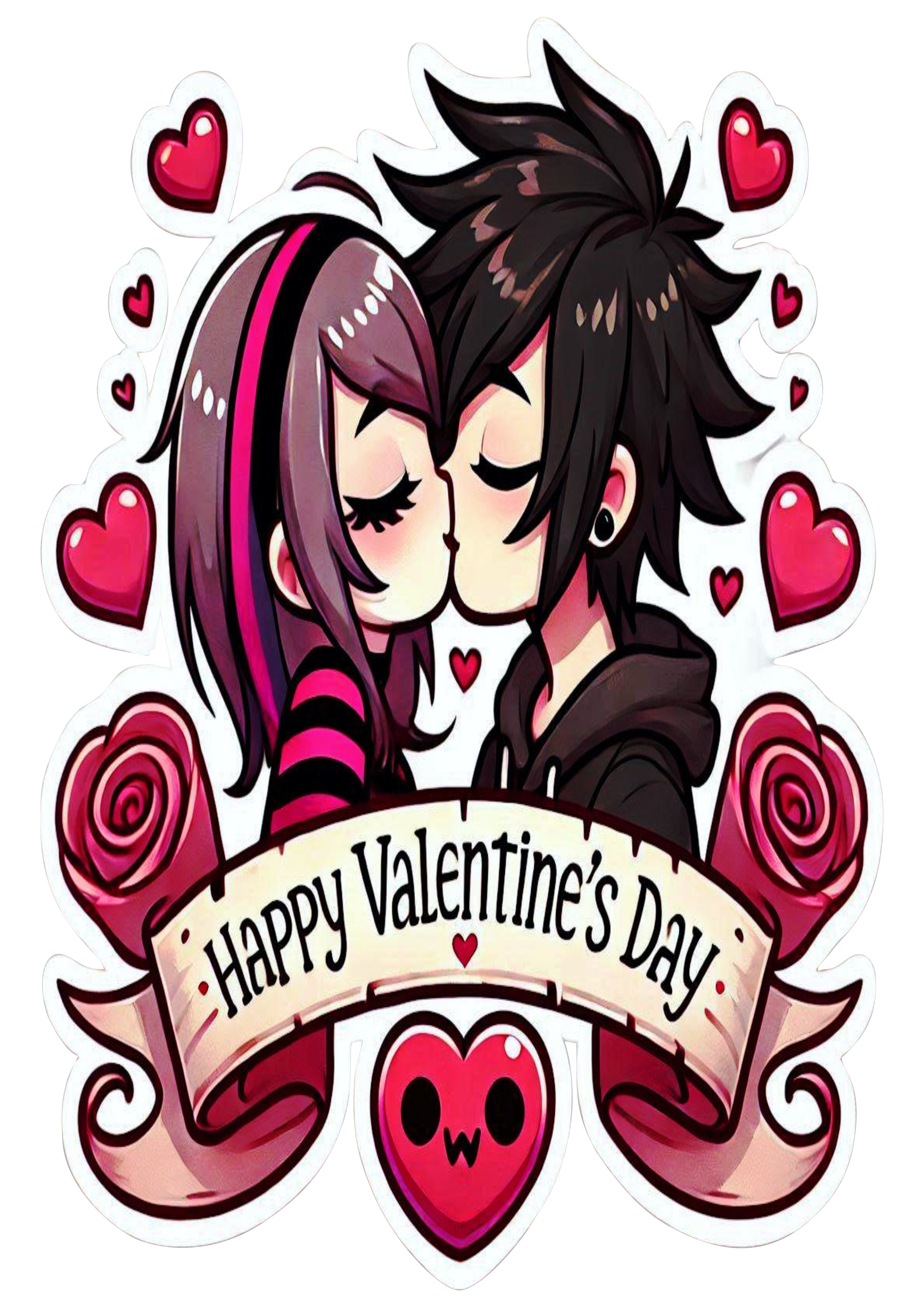 Emo Style PNG Banner for Valentine’s Day Celebration