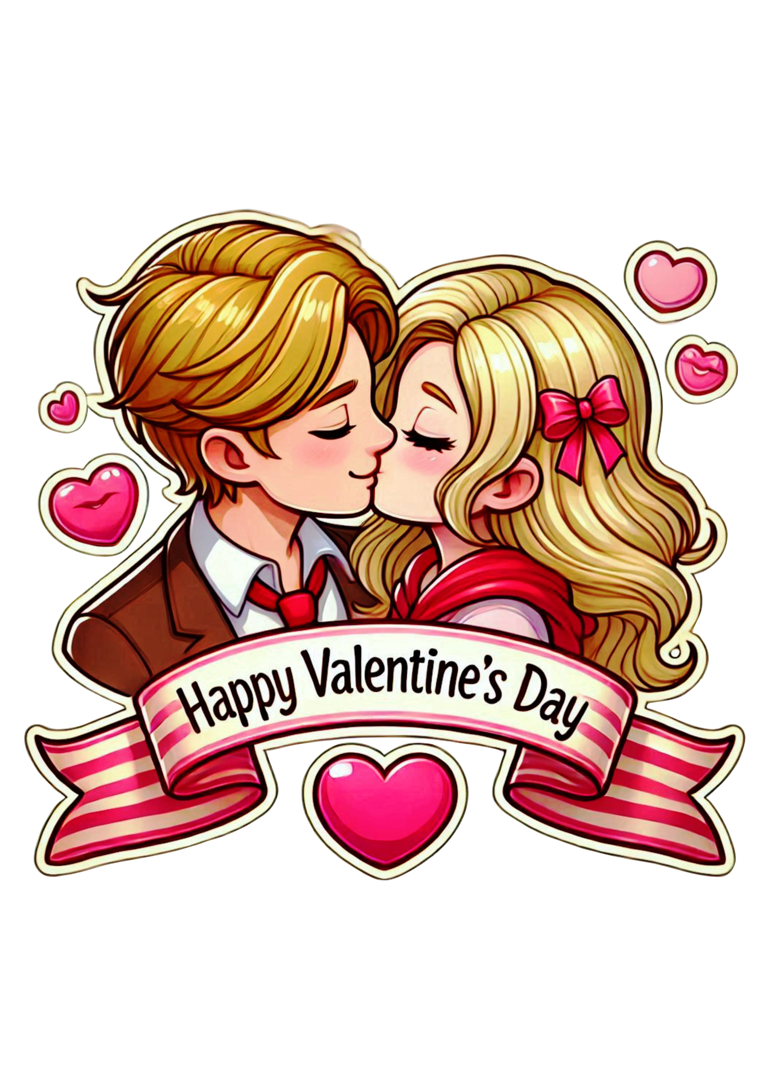 Blonde Couple Valentine’s Banner: Perfect for Party Decorations in PNG