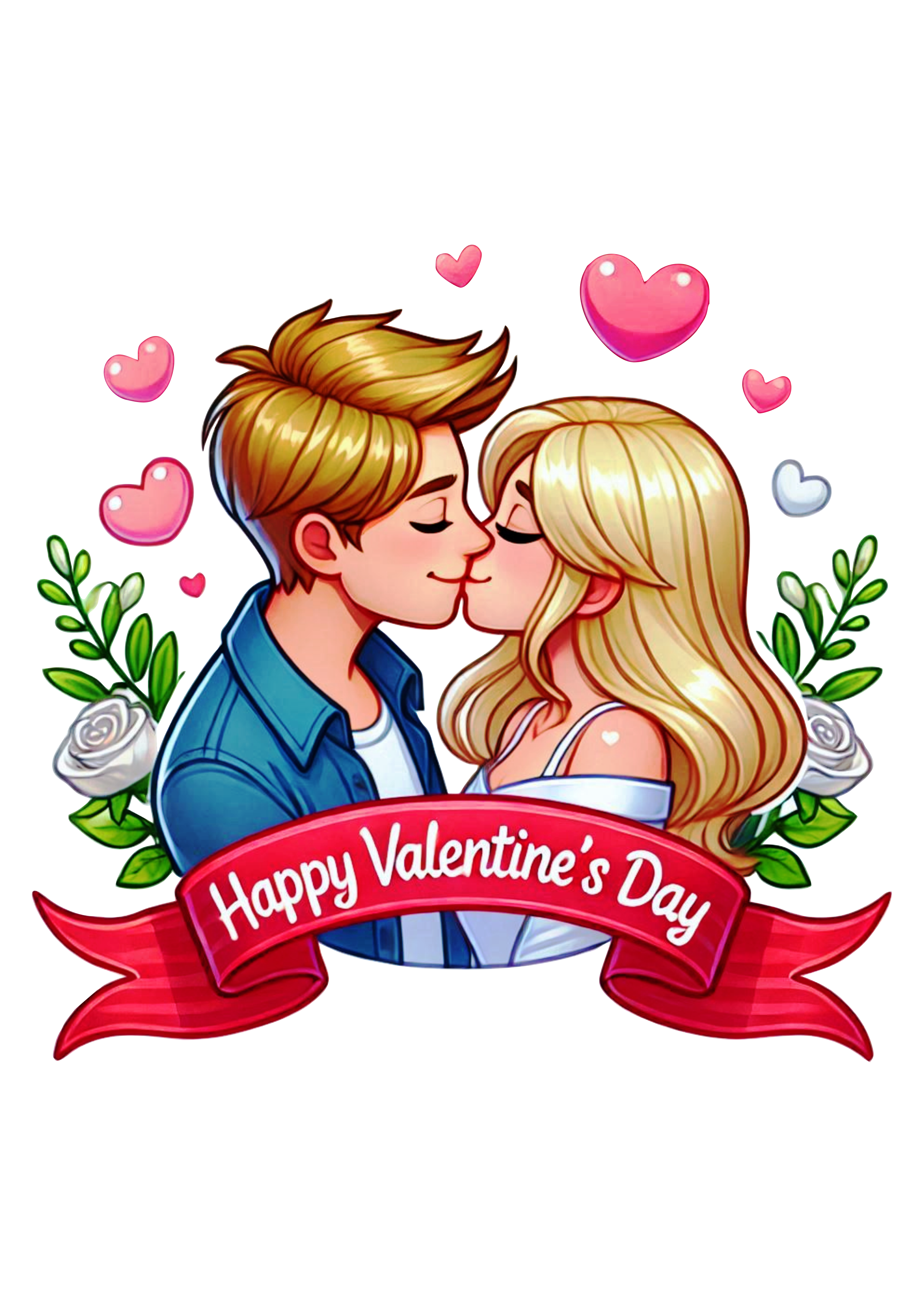 Romantic Valentine’s Day Banner: Cake Topper and Party Decor PNG