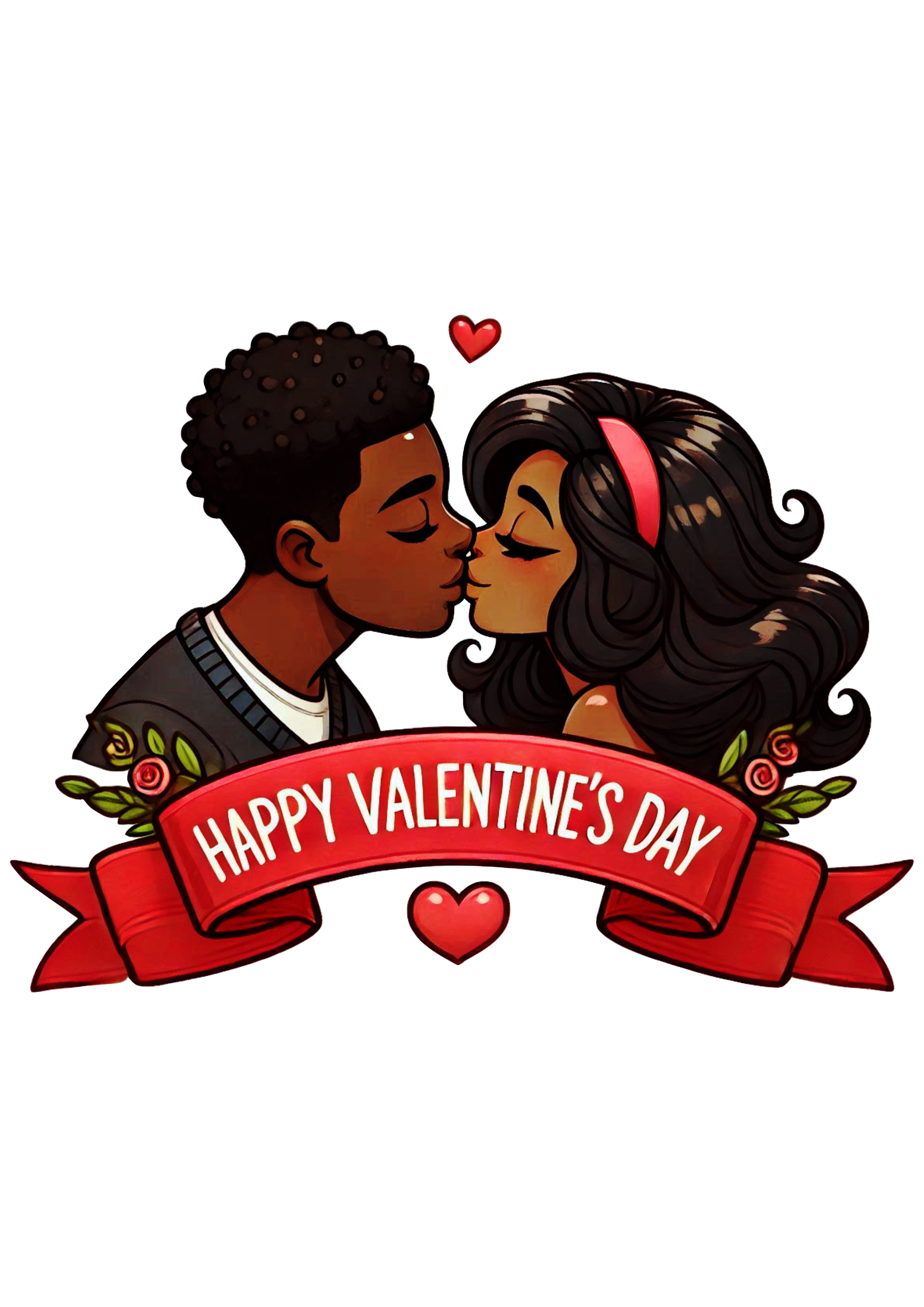 Cake Topper Banner with Black Couple PNG