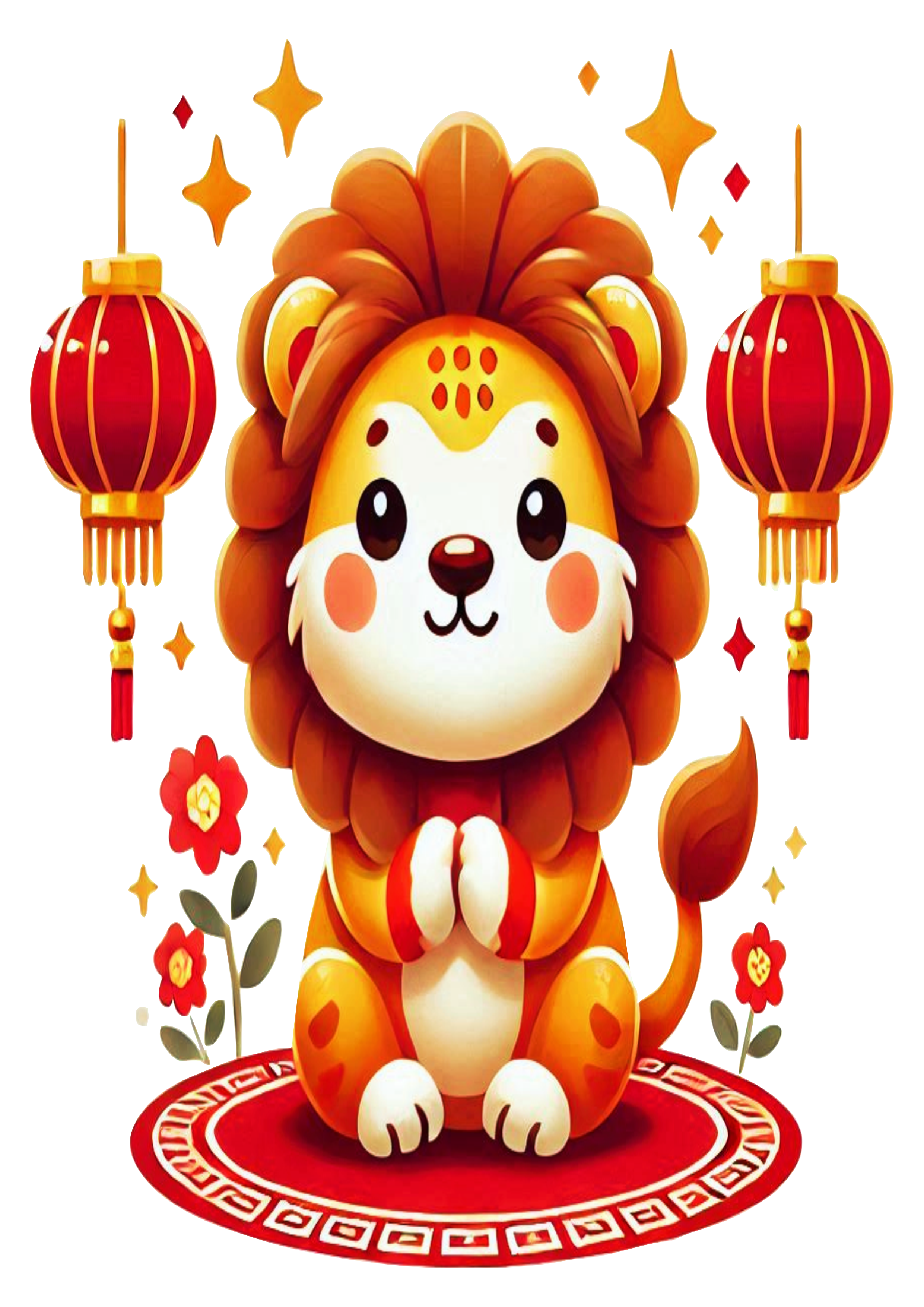 Lion Illustration for Chinese New Year: Celebrate the Lunar Festivities PNG