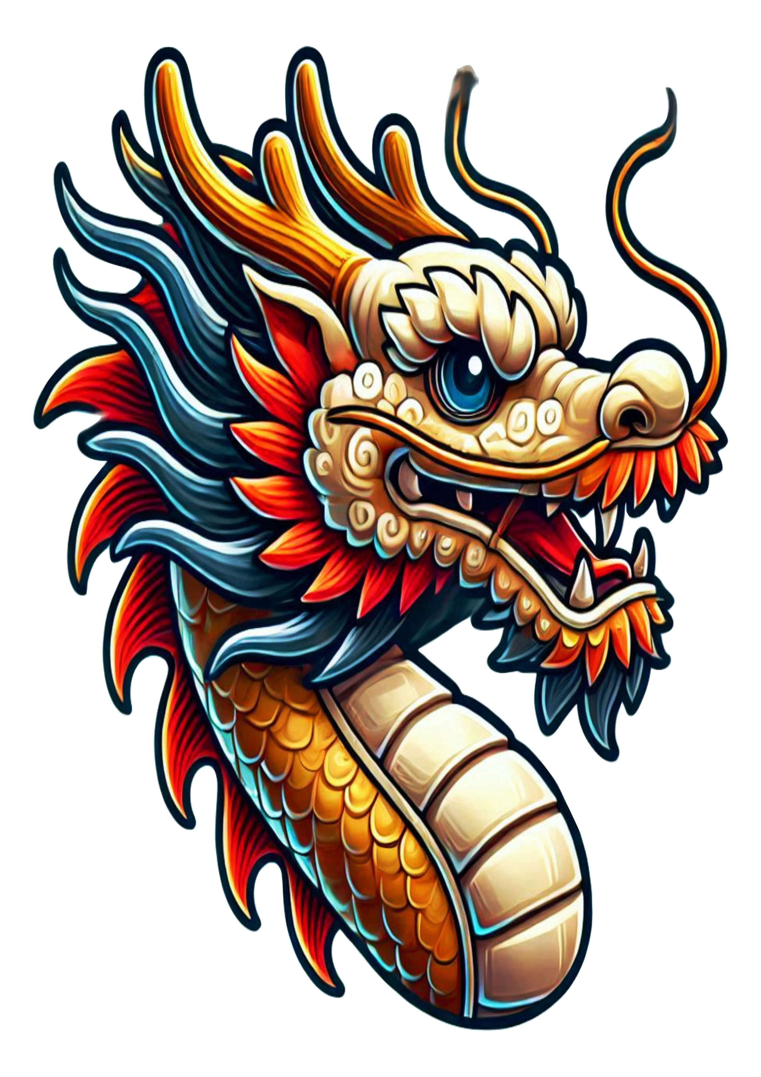 Dragon Drawing with Chinese New Year Theme PNG