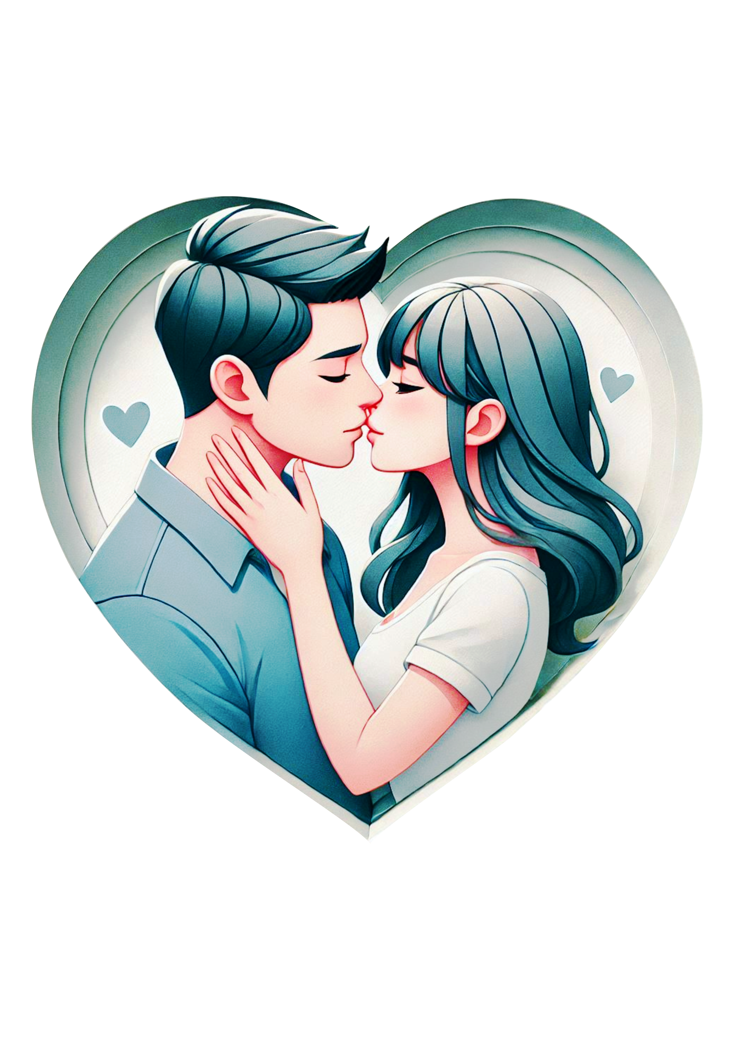 Heart Shaped Couple Sticker for Valentine’s Day Perfect PNG Image