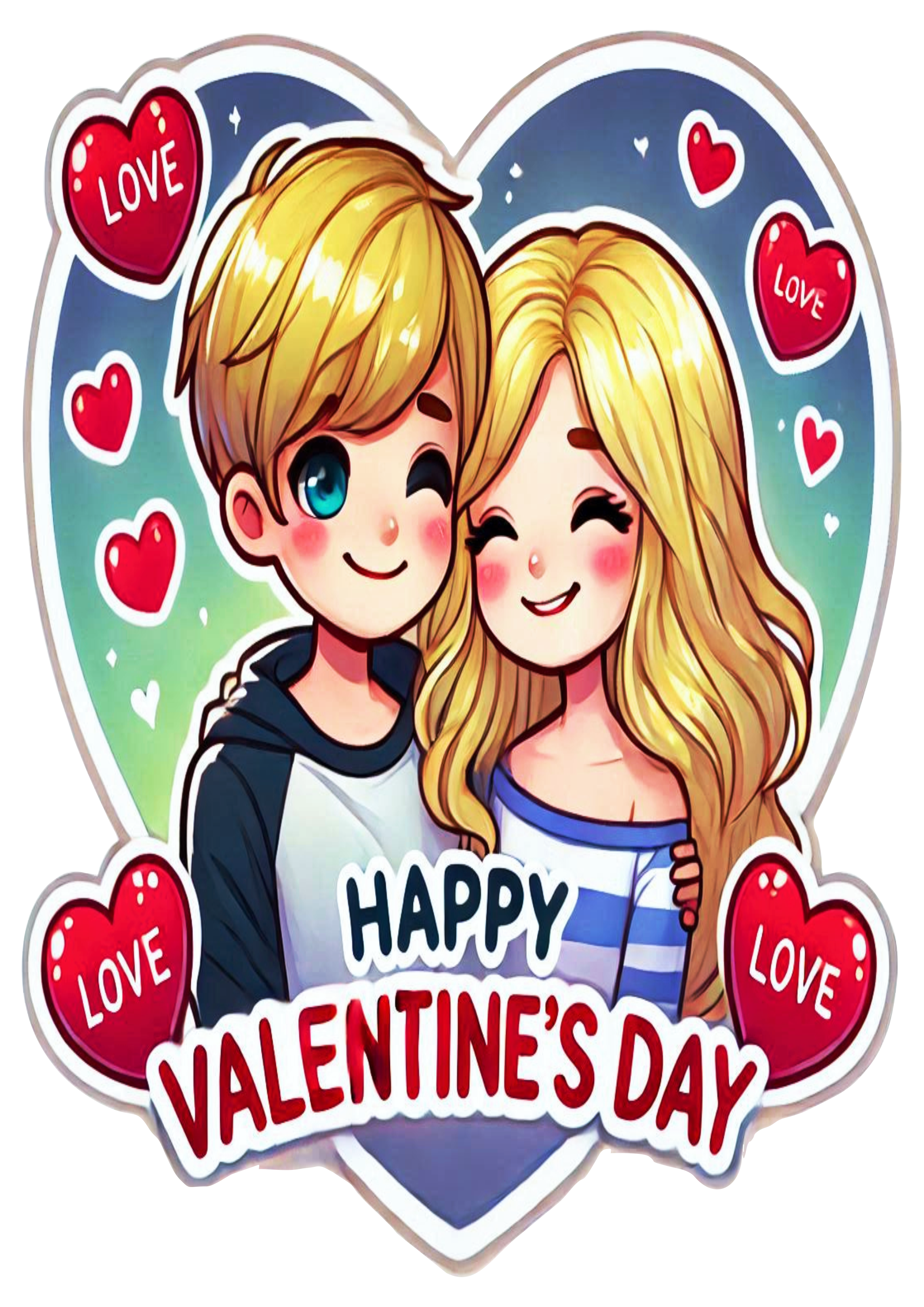 Romantic Stickers Blonde Couple PNG