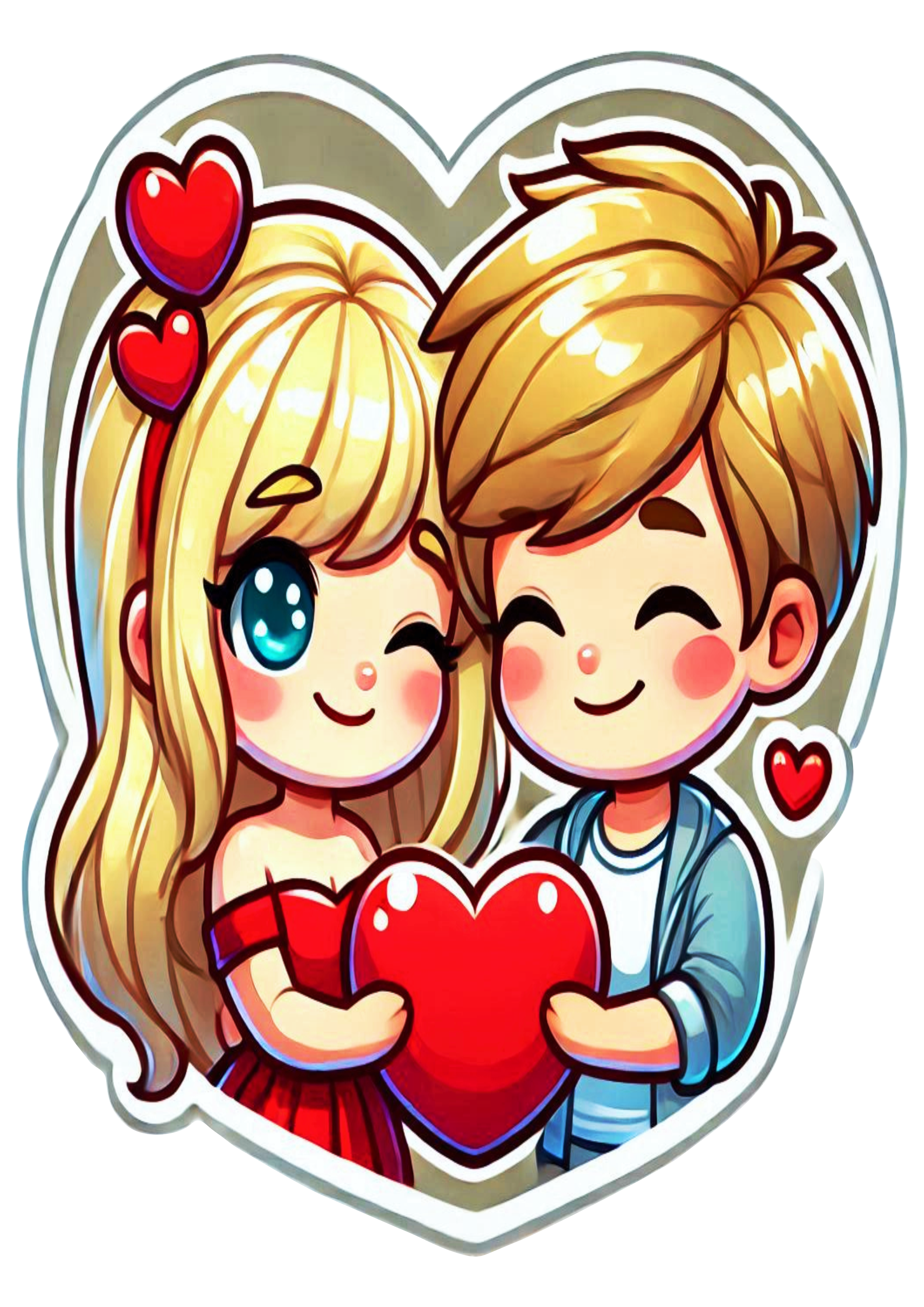 Heart Shaped Blonde Couple Image Perfect for Valentines Day Crafts PNG