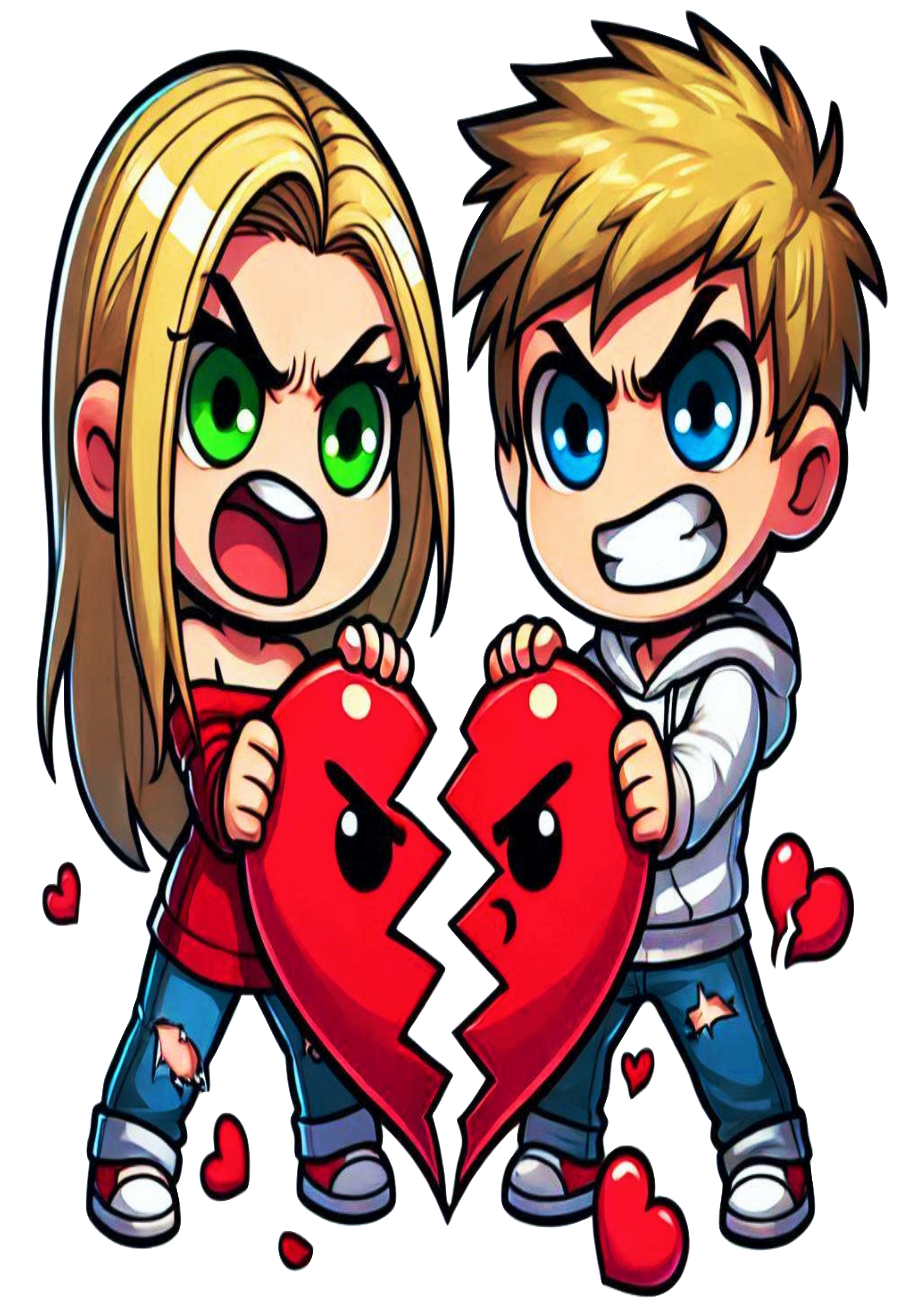 Romantic Art of a Blonde Couple in Love PNG for Decorations and Stickers