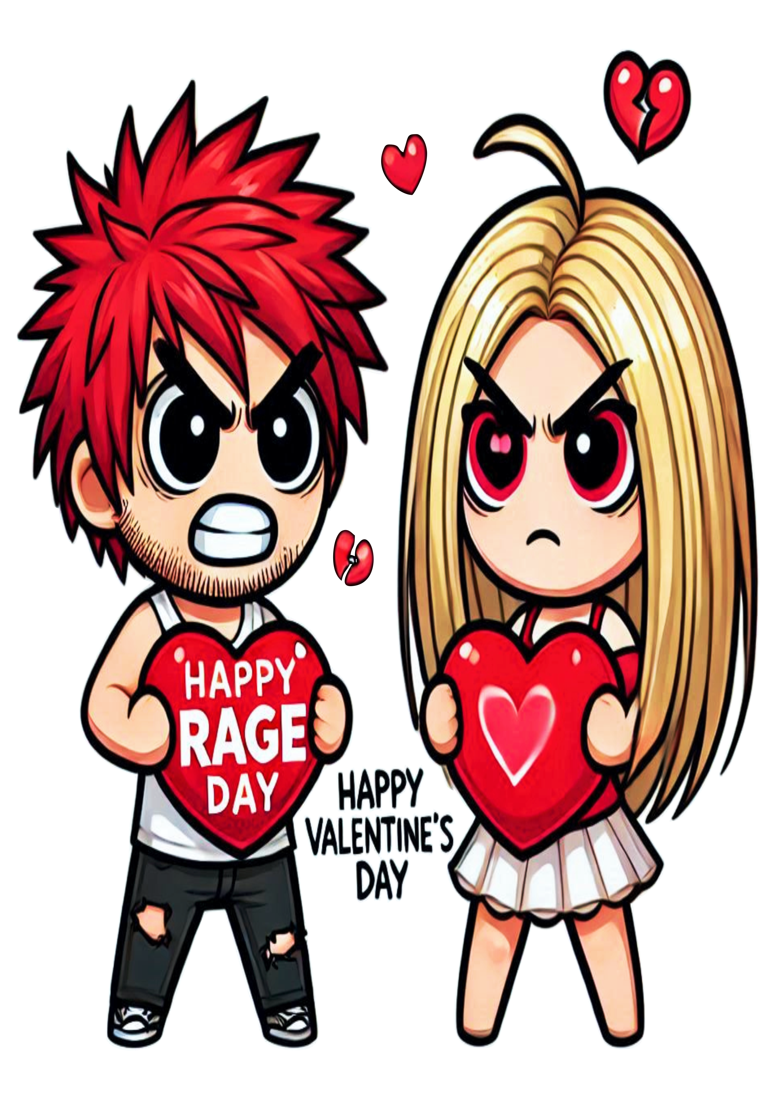 Valentines Day Design Blonde Couple in Heart Shape PNG for Crafts