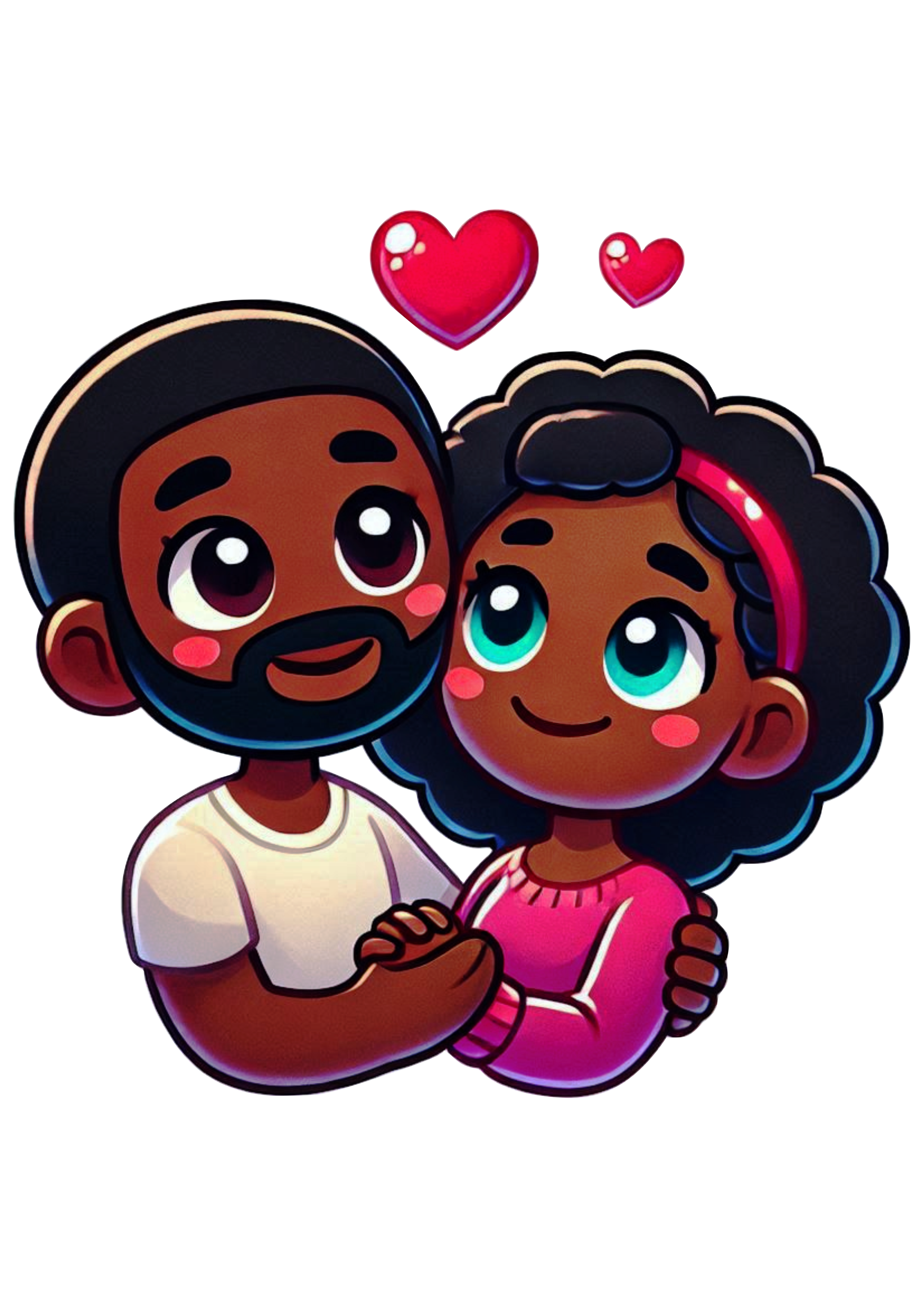 Black Couple in Love Drawing for Valentines Day Stickers PNG