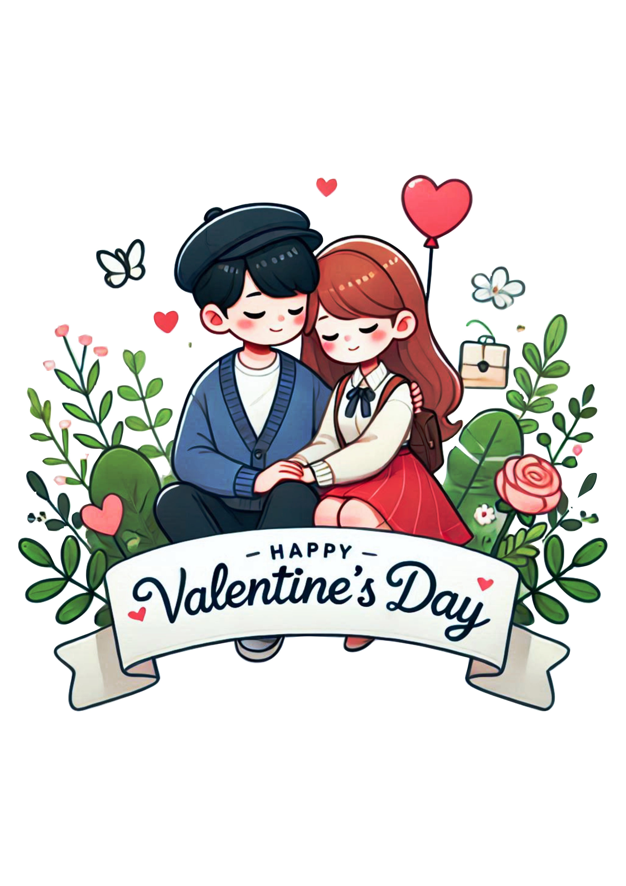 Happy valentines day PNG image decor for print