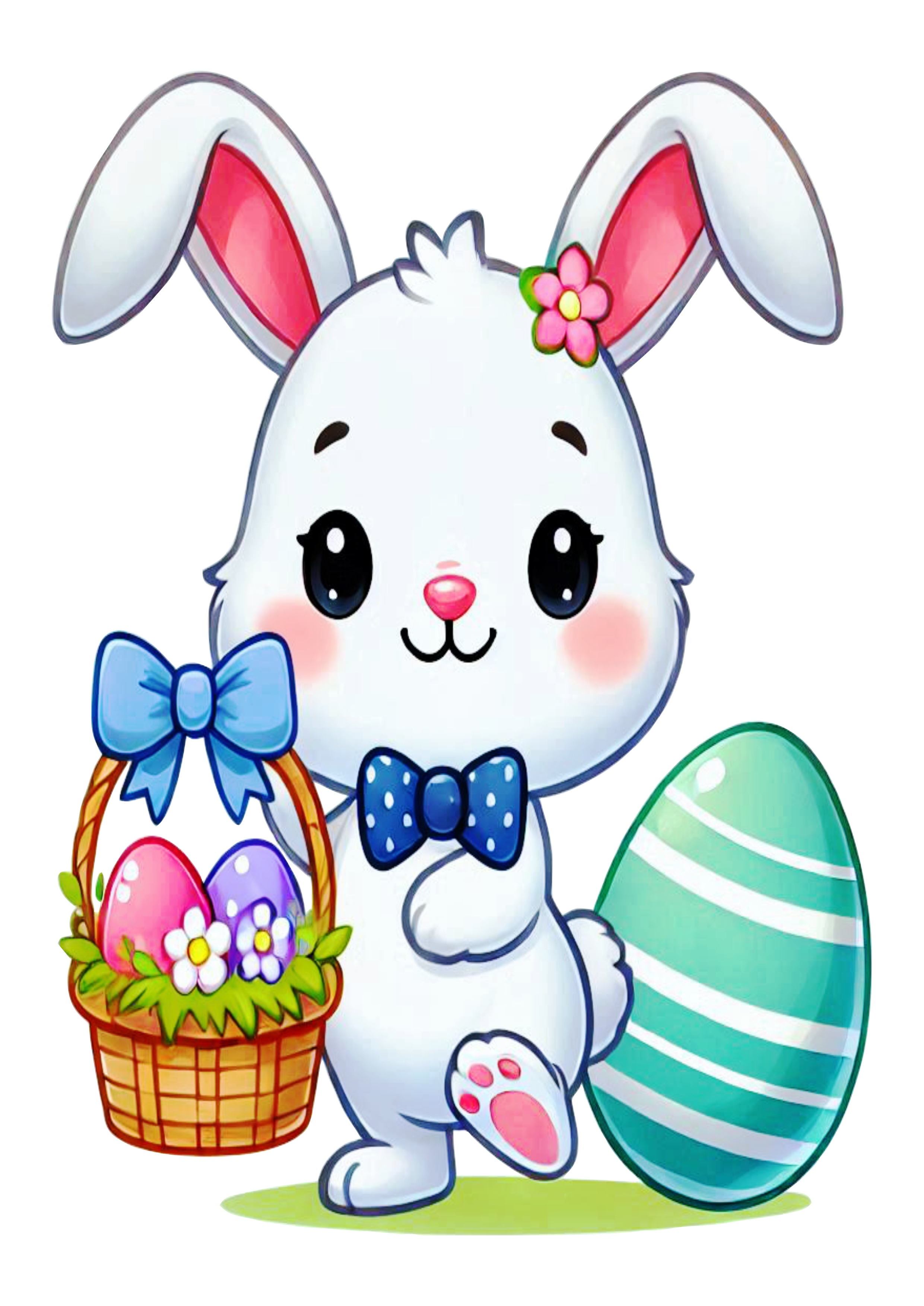 Little bunny easter egg transparent background basket free PNG