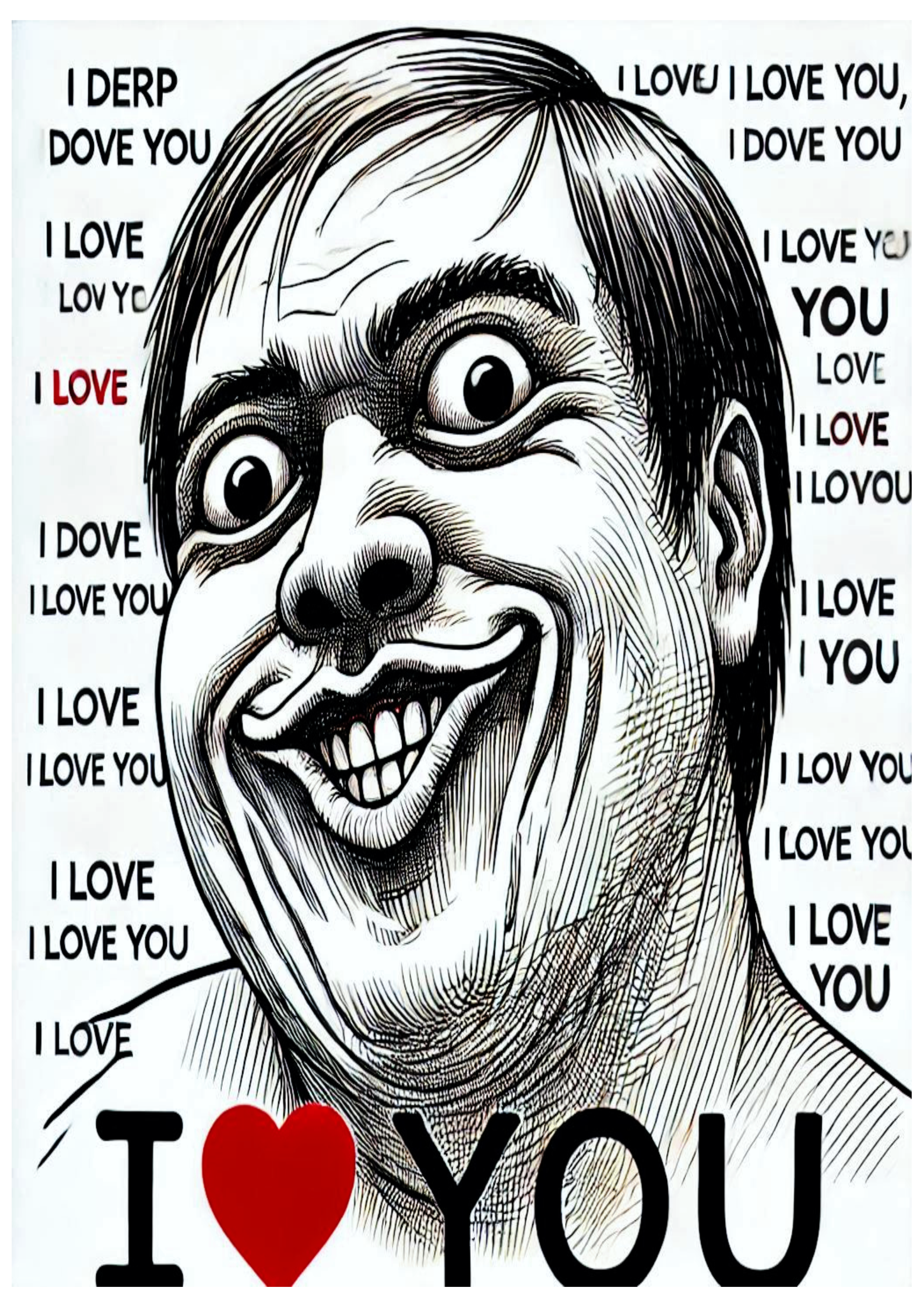 Fun Derp Face Meme with Valentines Theme PNG for Creative Projects