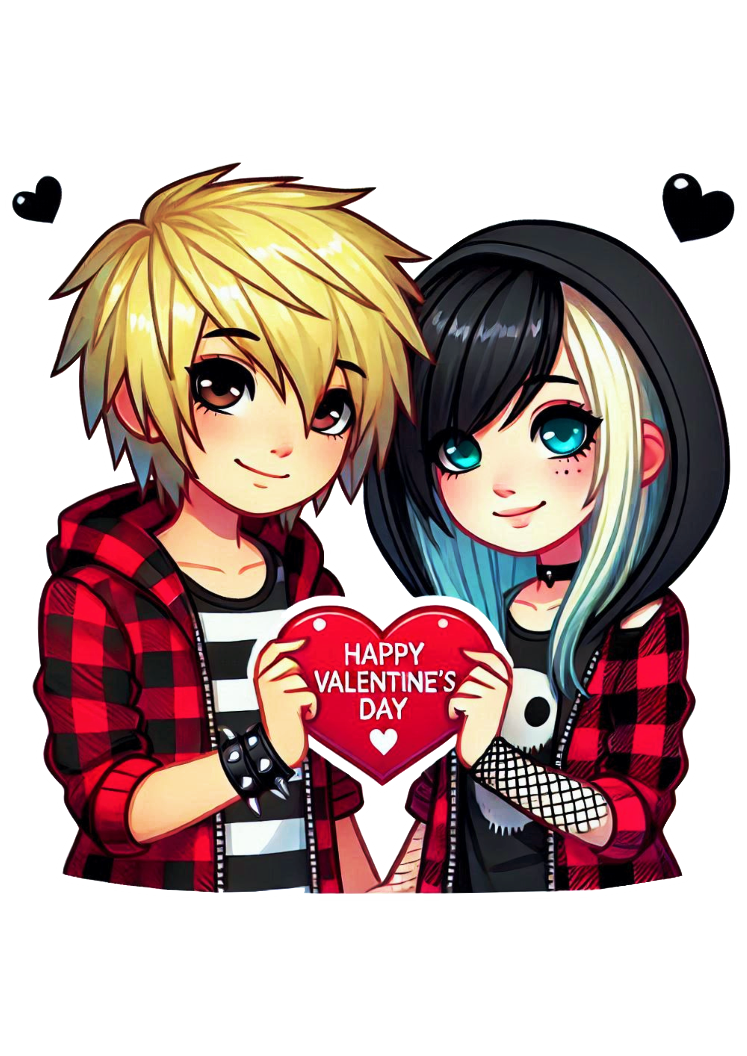 Happy Valentines Day emo couple cute image PNG