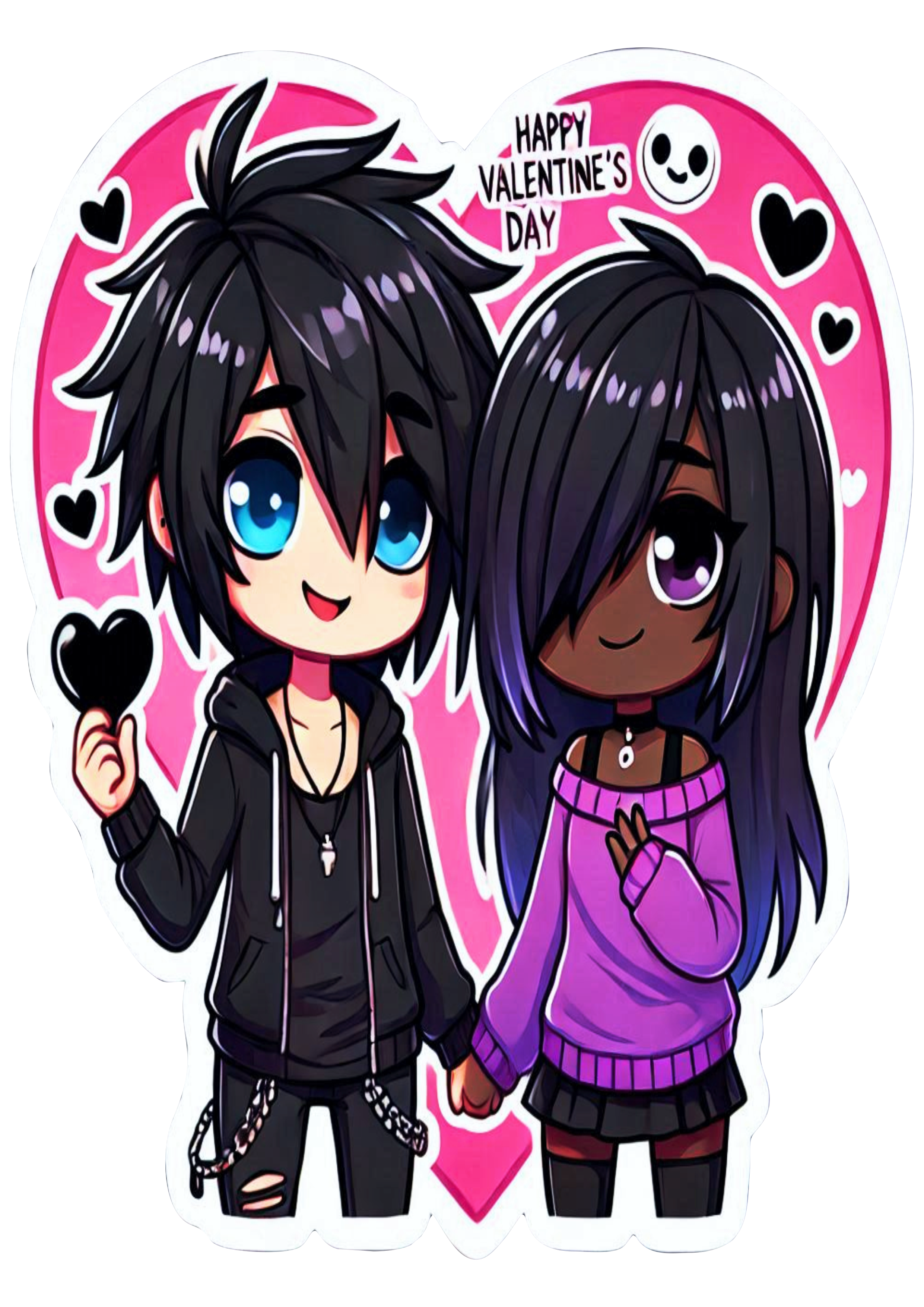 Cute images valentines day emo couple cartoon heart PNG