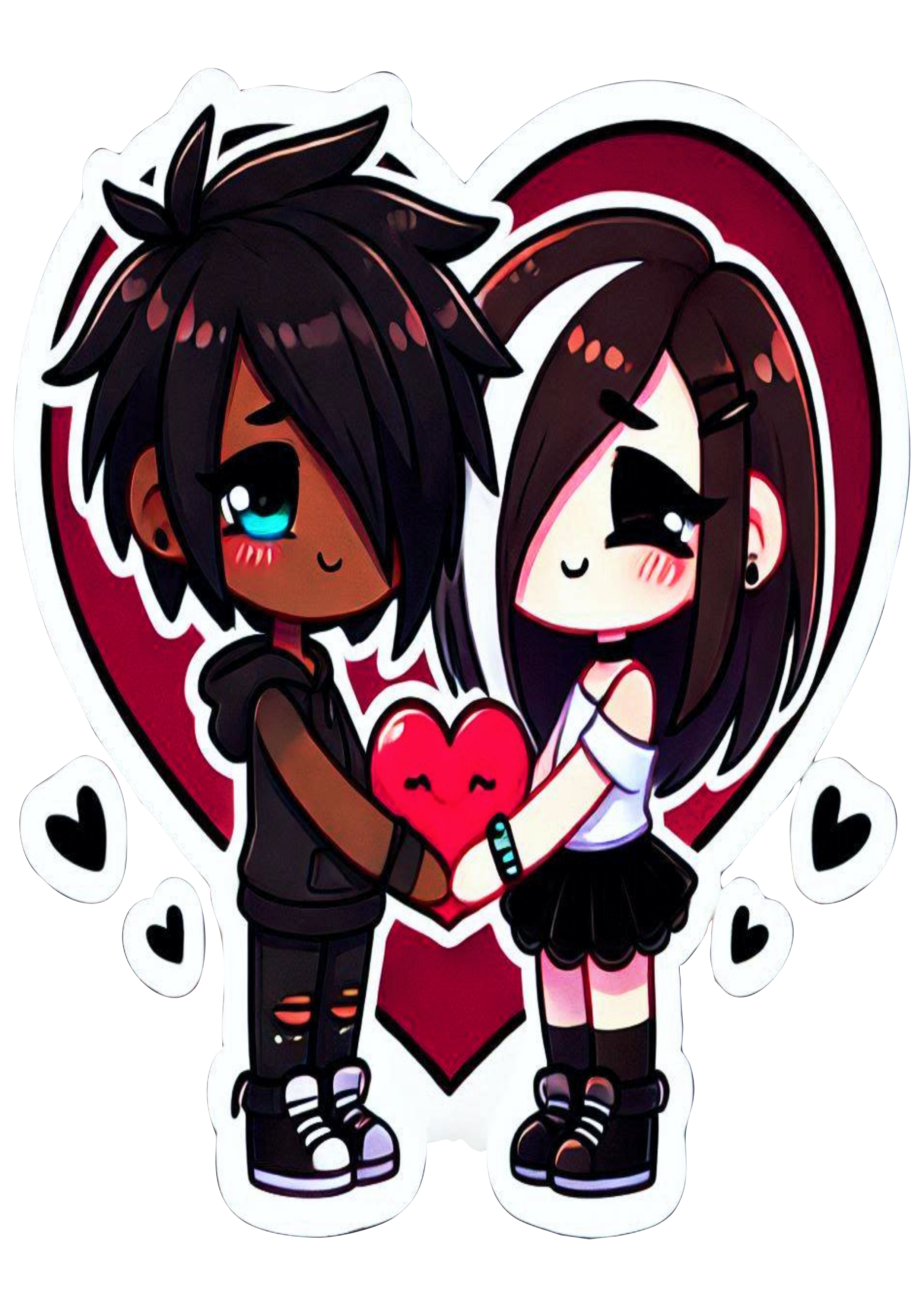 Cute images valentines day emo couple cartoon heart no background PNG