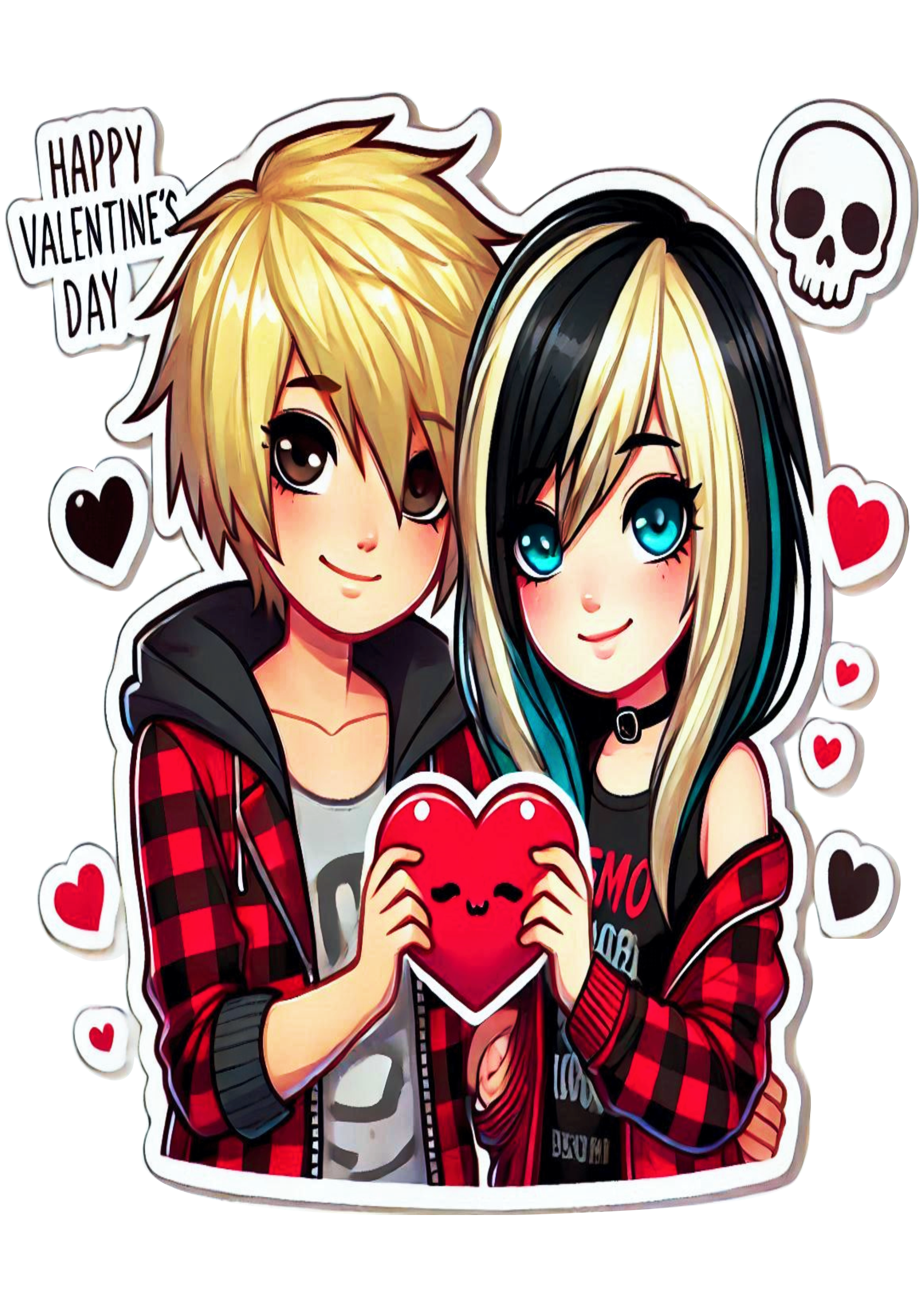 Happy Valentines Day emo couple cute image rock music PNG