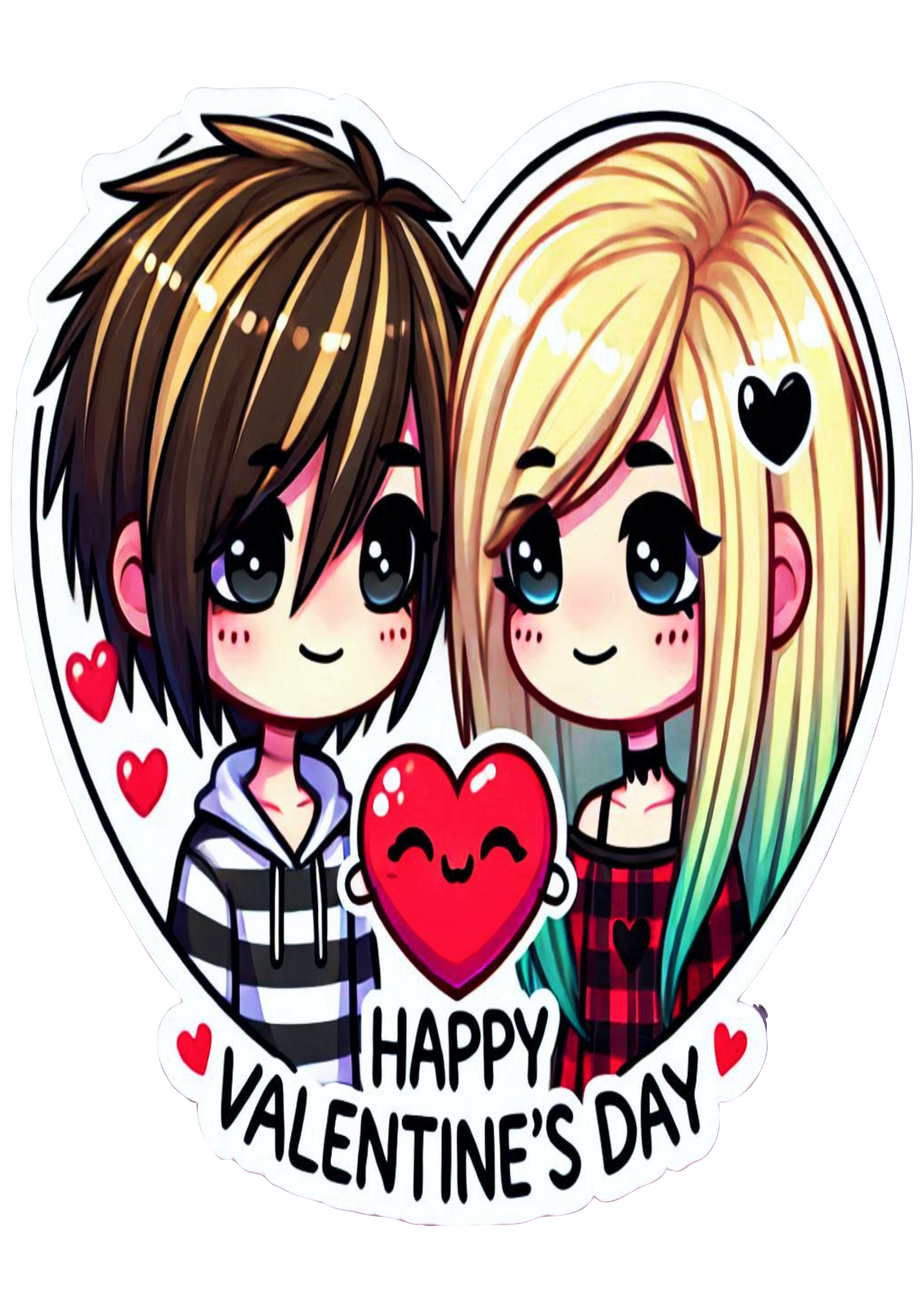 Happy Valentines Day emo couple cute image rock music free designer lovers PNG