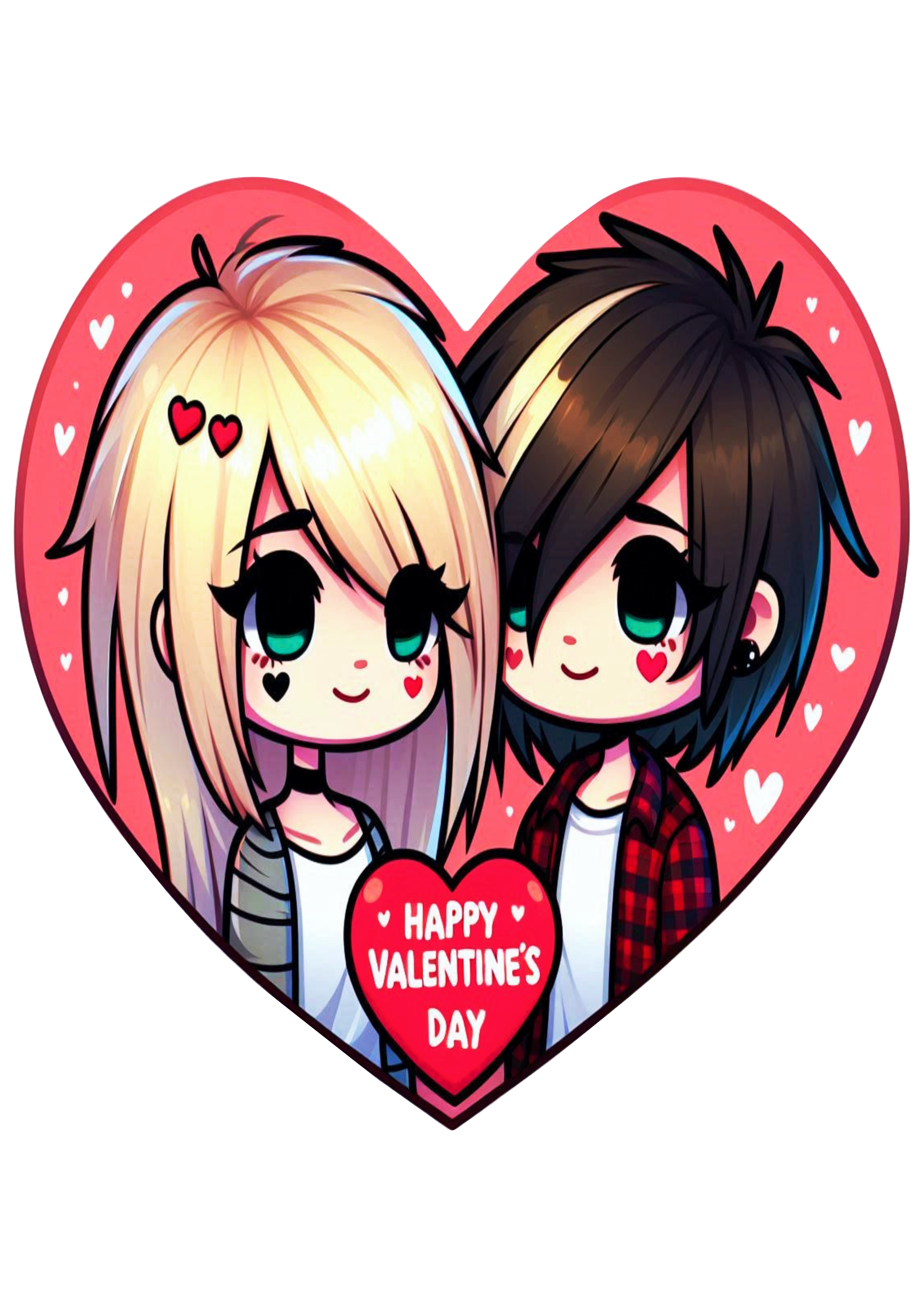 Happy Valentines Day emo couple cute image rock music free designer lovers heart PNG