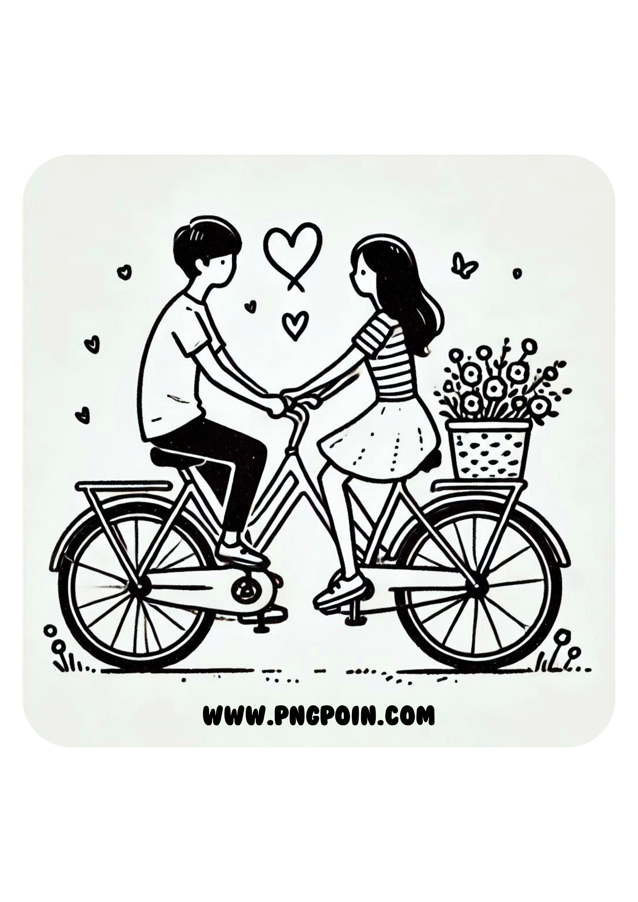 Simple design lovers bike art valentines day png