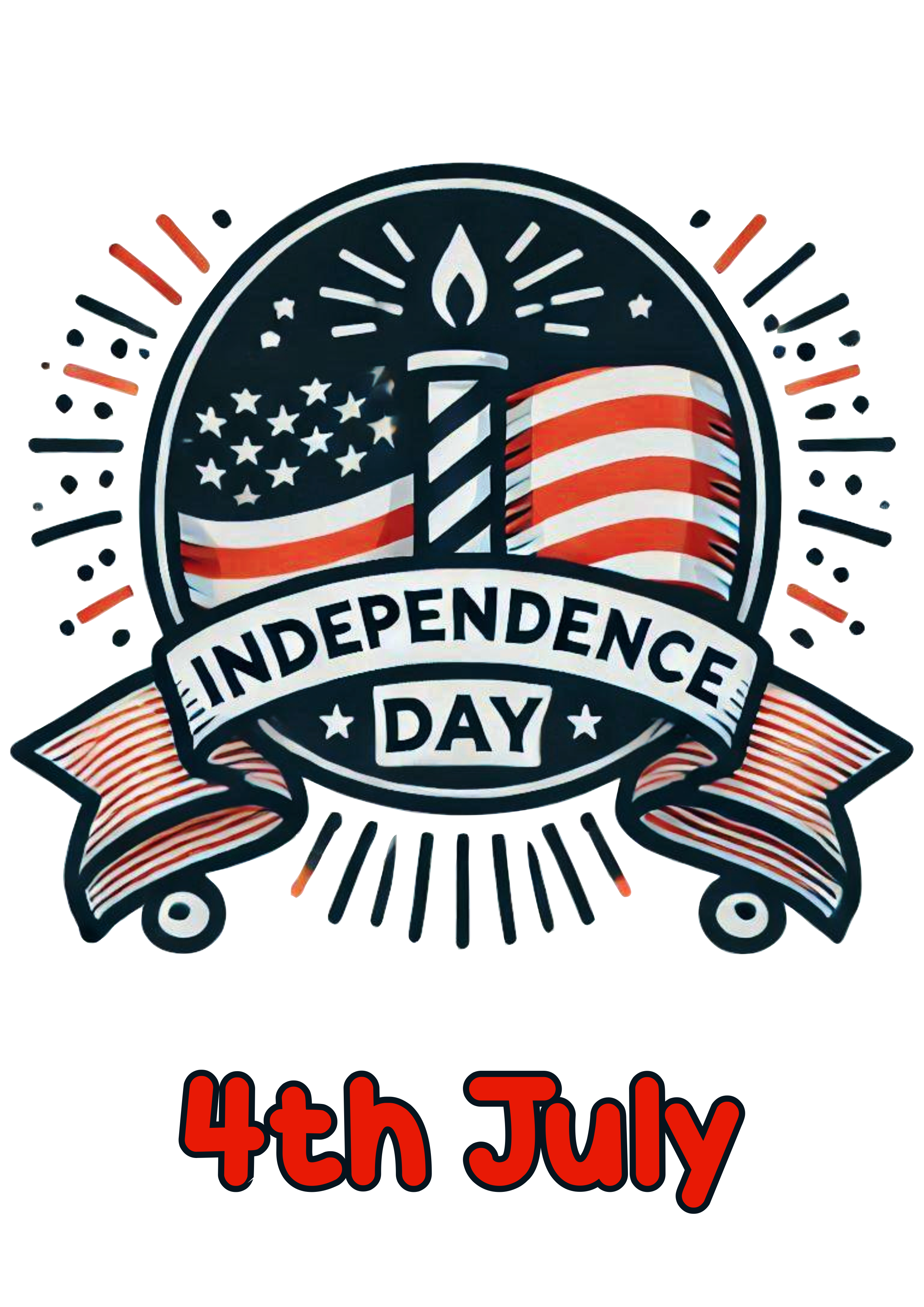 July 4th American Independence Day banner decor PNG