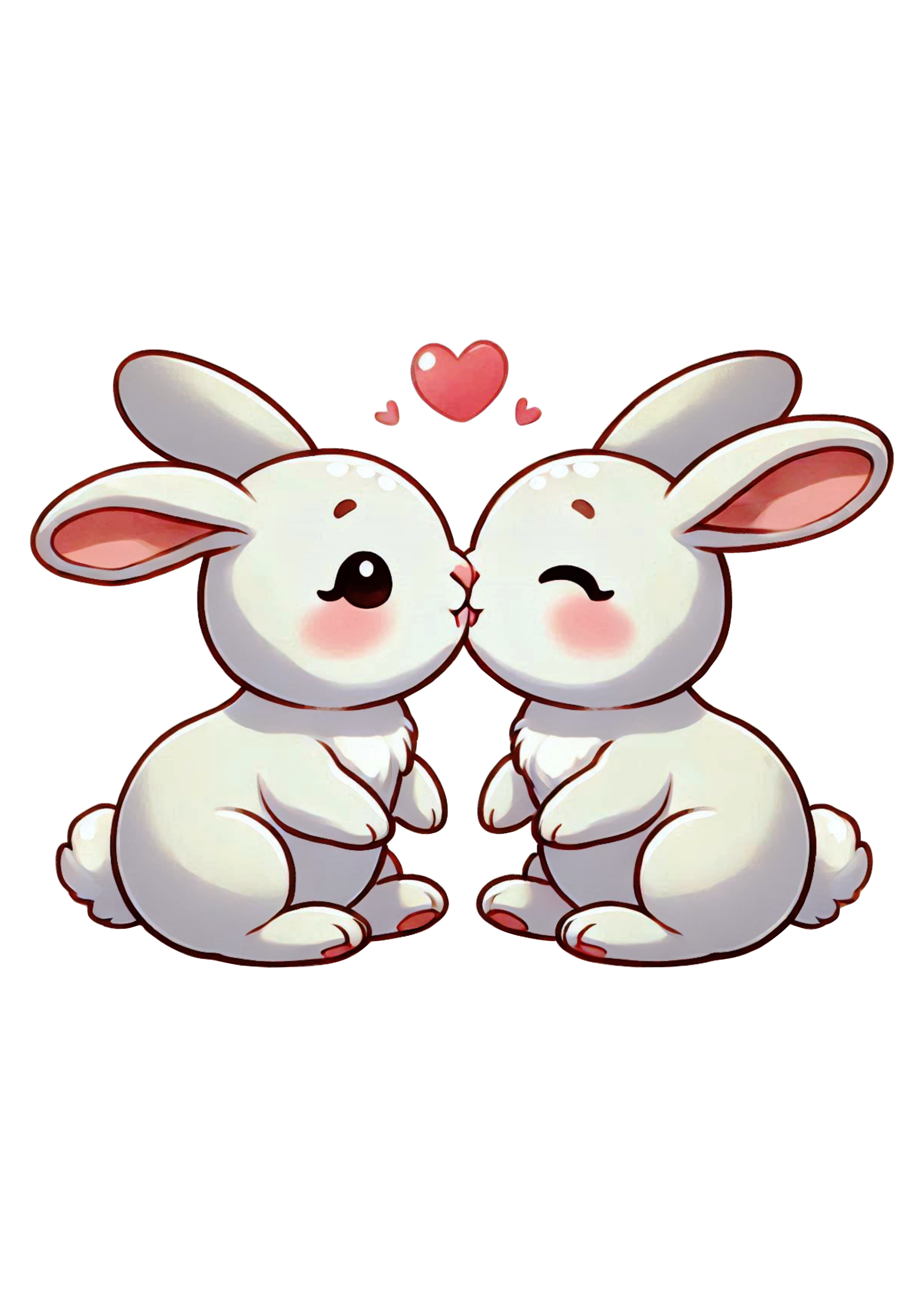 Romantic Bunny Kiss Illustration Perfect for Valentine’s Day Decorations PNG