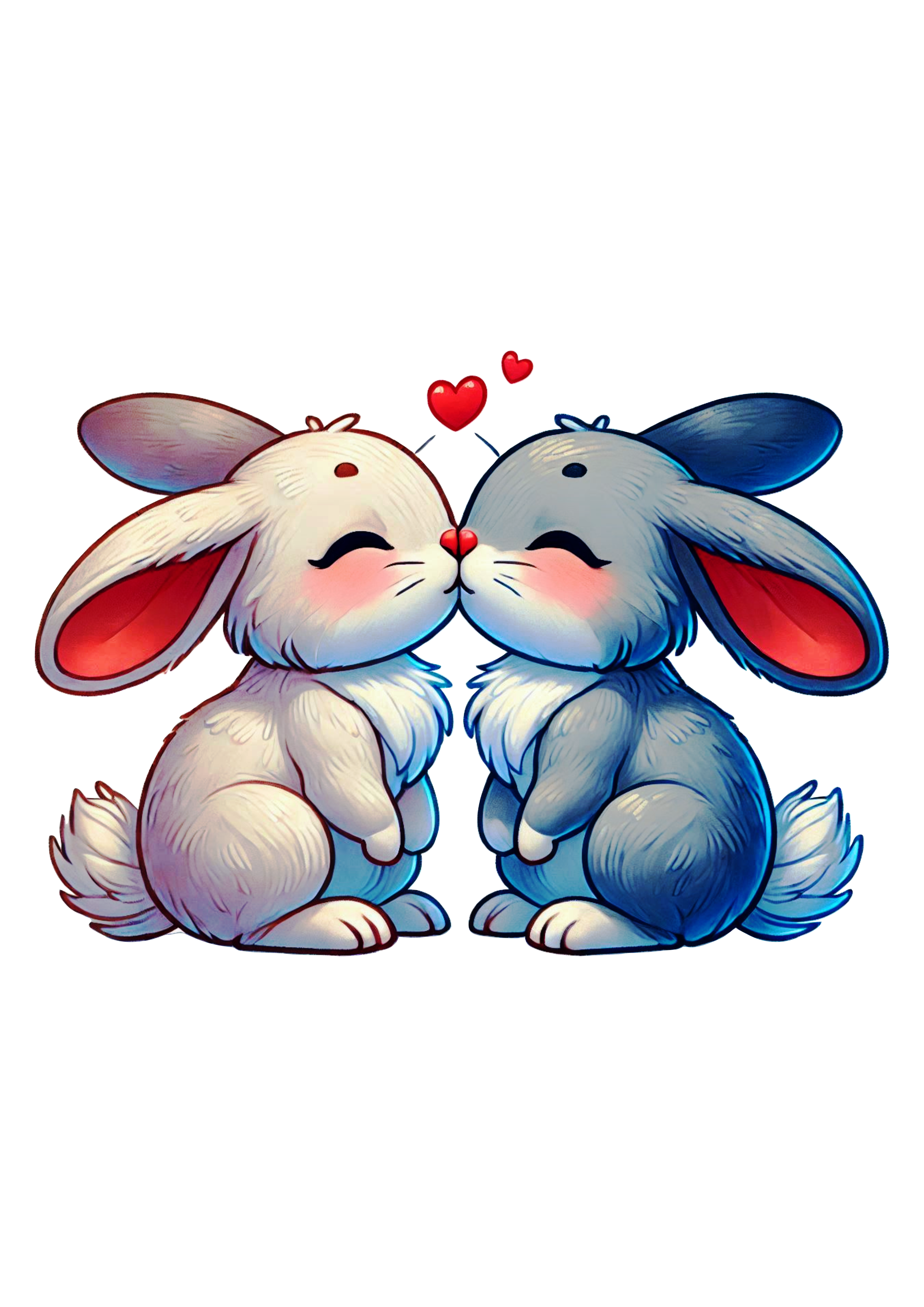 Cute PNG of Kissing Bunnies for Valentine’s Day Decor