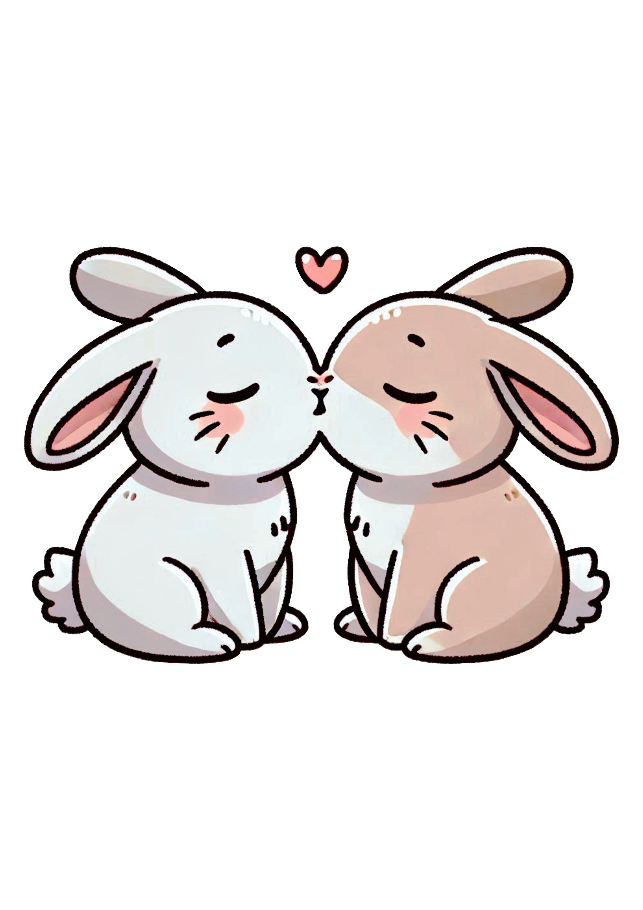 Adorable Bunny Couple Illustration for Valentine’s Day Decorations PNG