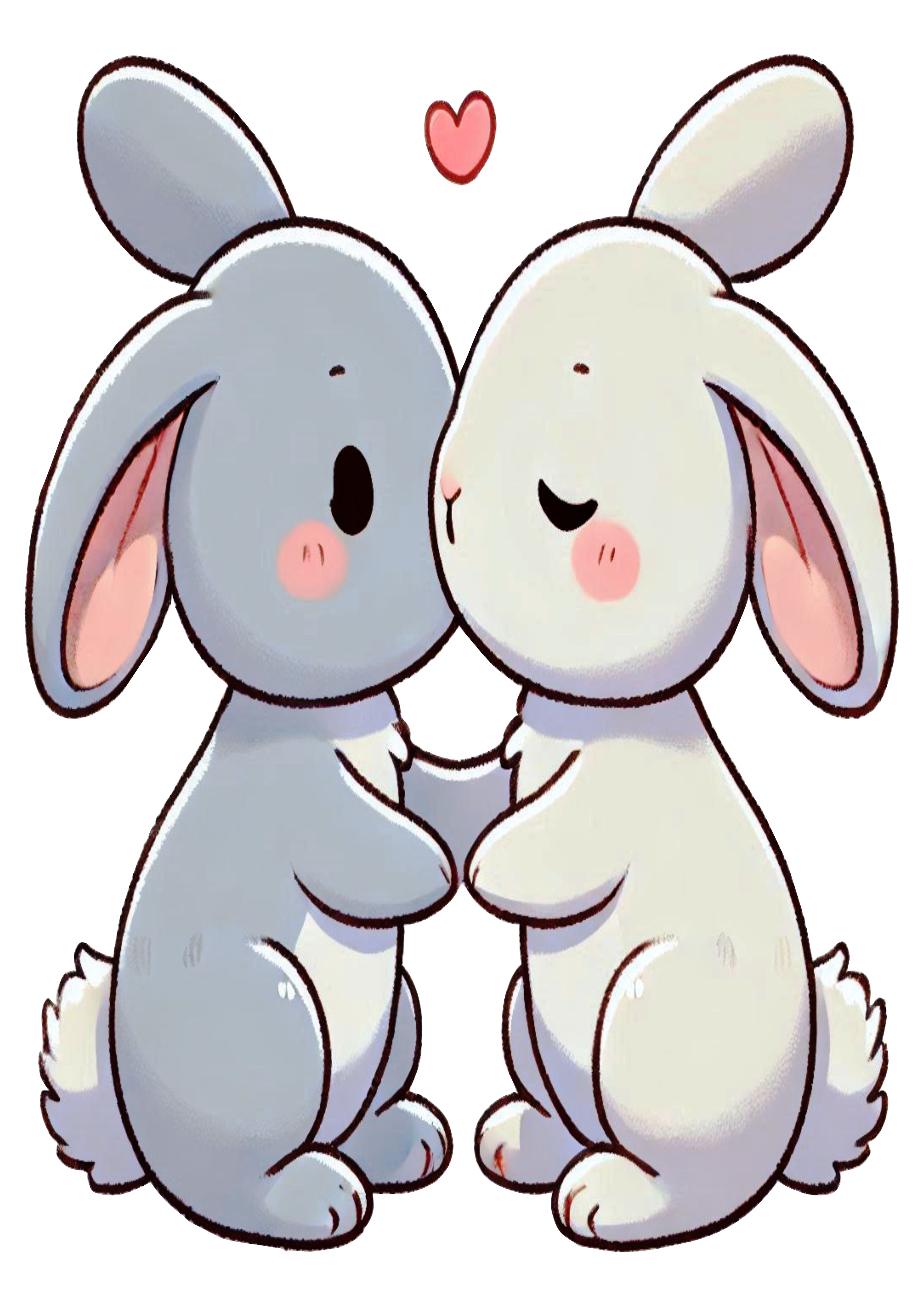 PNG Artwork Two Bunnies Kissing for Romantic Celebrations