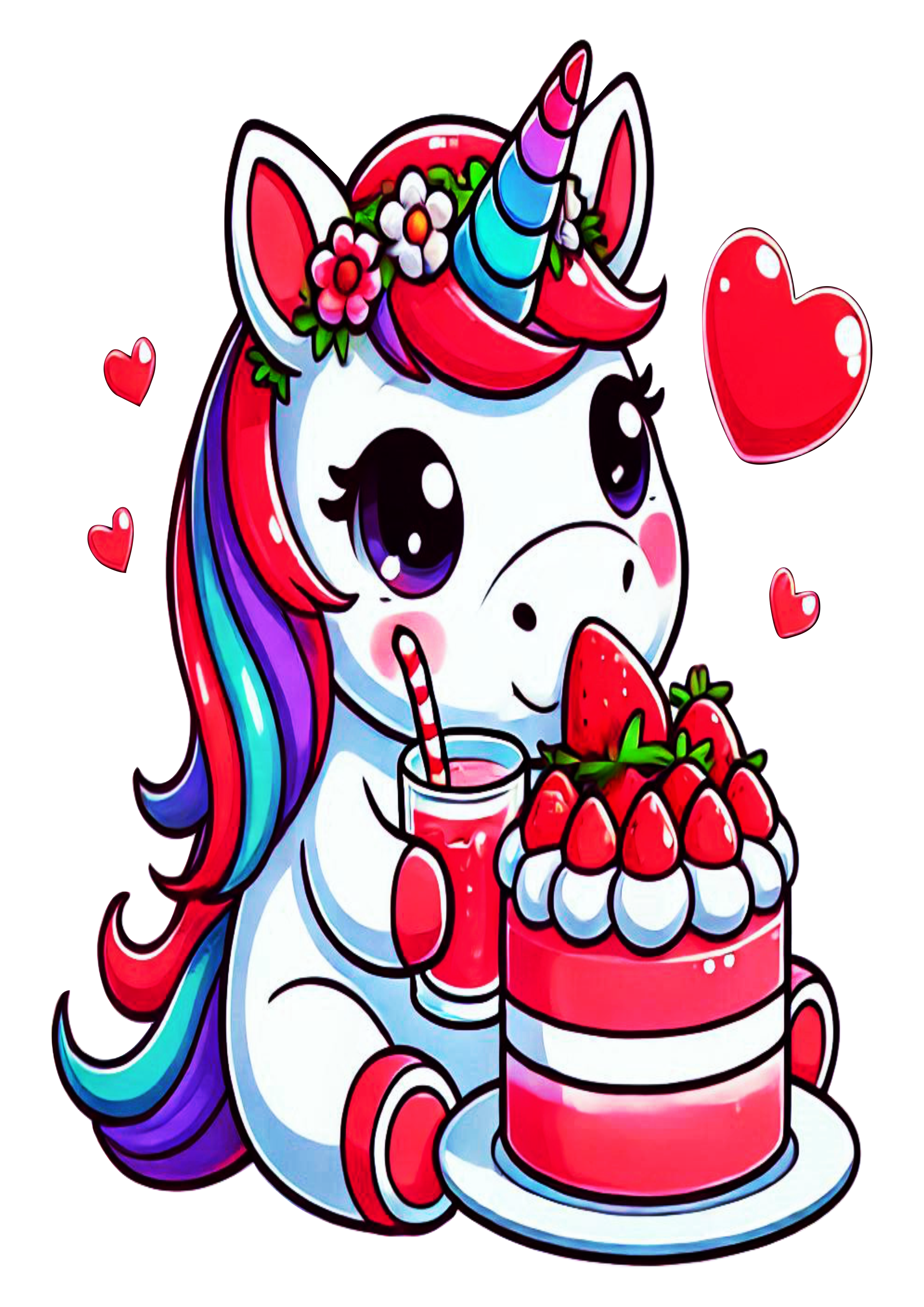 Cute unicorn simple drawing cake PNG