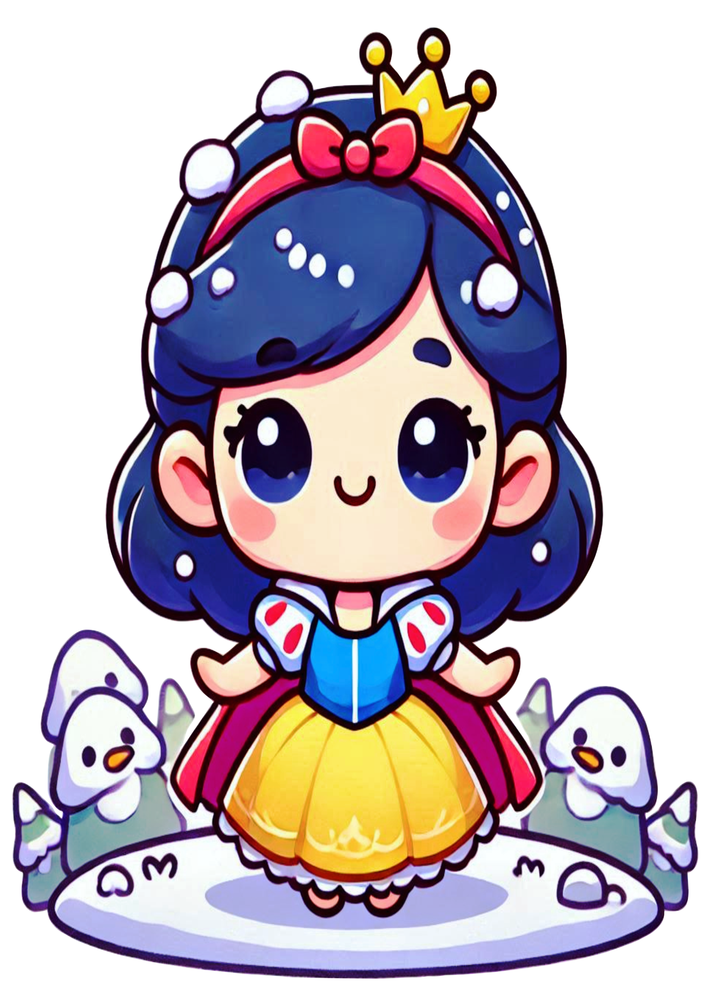 Snow white illustration cartoon simple drawing clipart kids free PNG