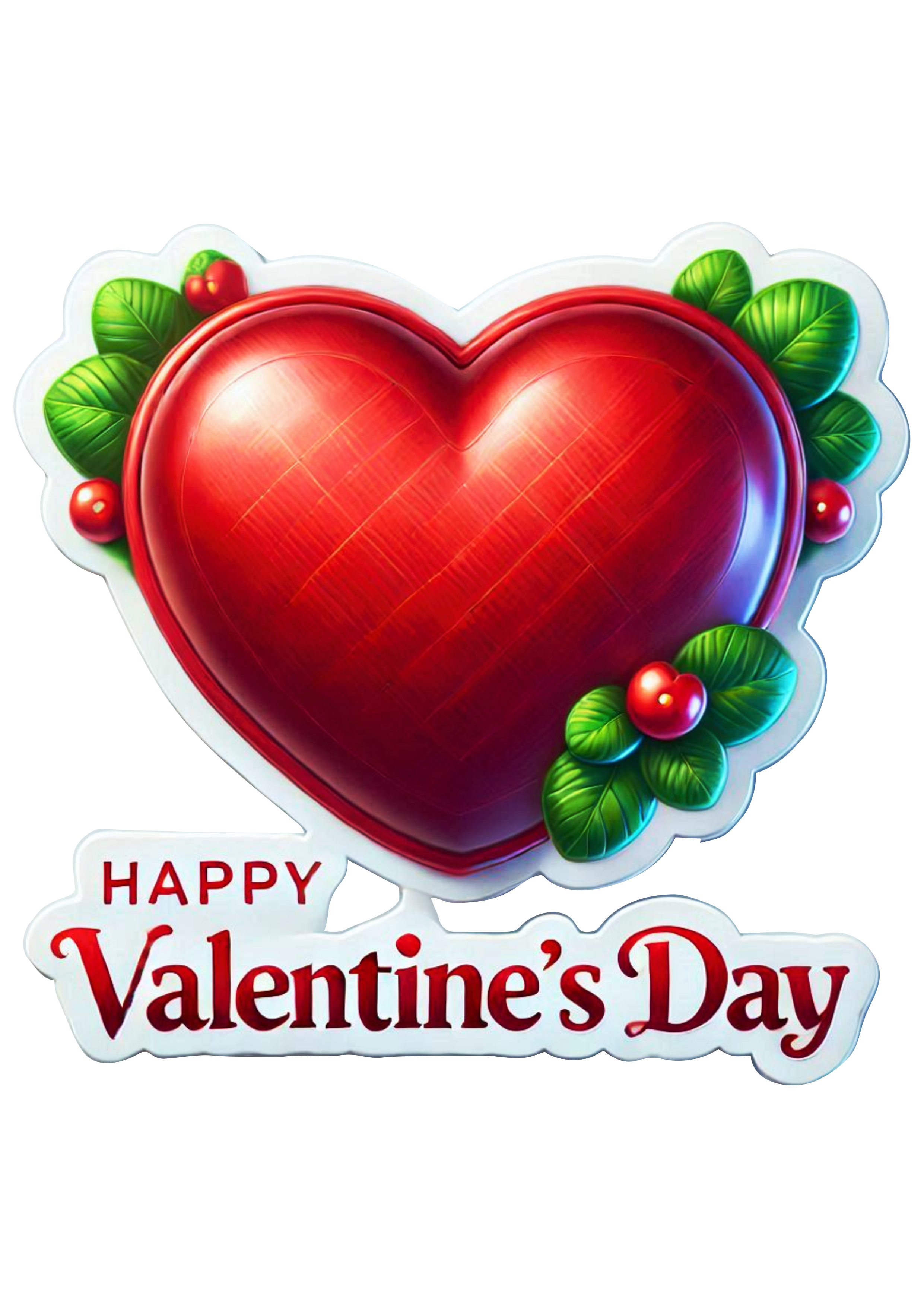 Happy Valentines Day red heart decor illustration clipart png