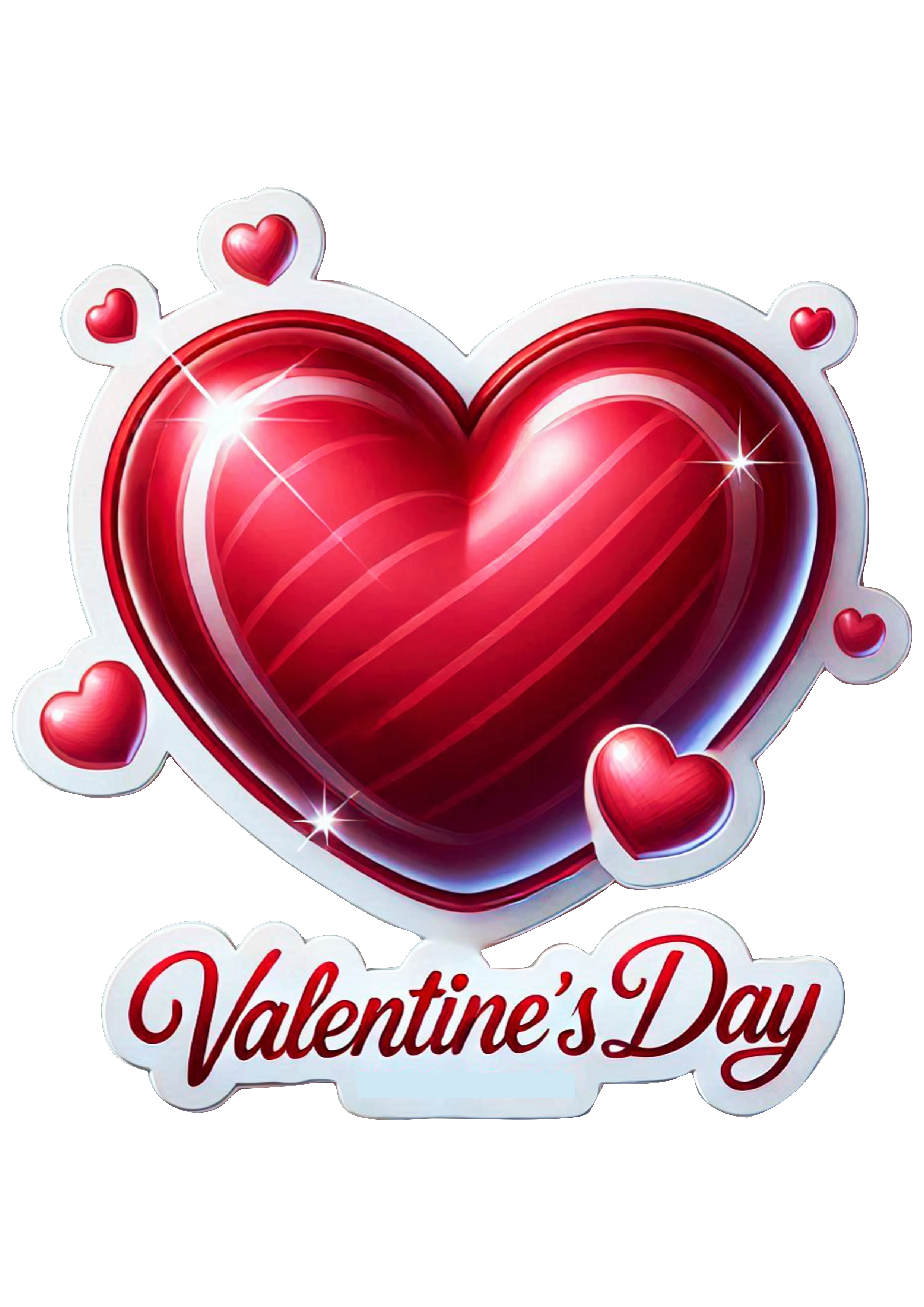 Happy Valentines Day red heart decor illustration clipart free download png