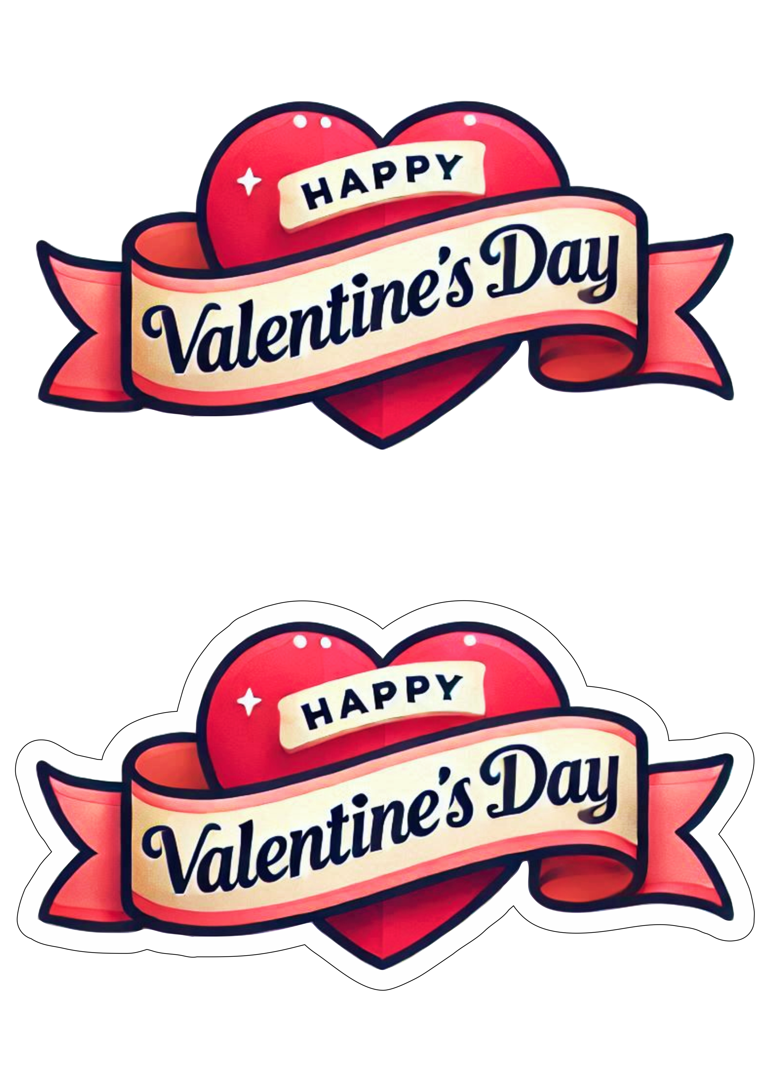 Happy valentines day cake topper banner heart png