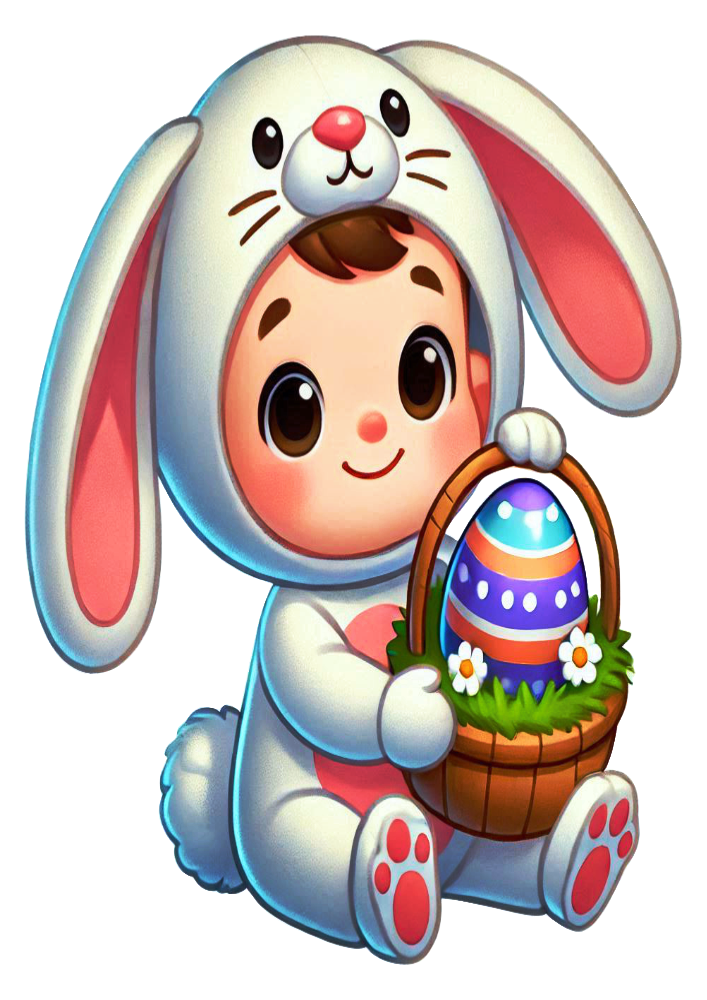 Baby cute bunny costumed happy easter png