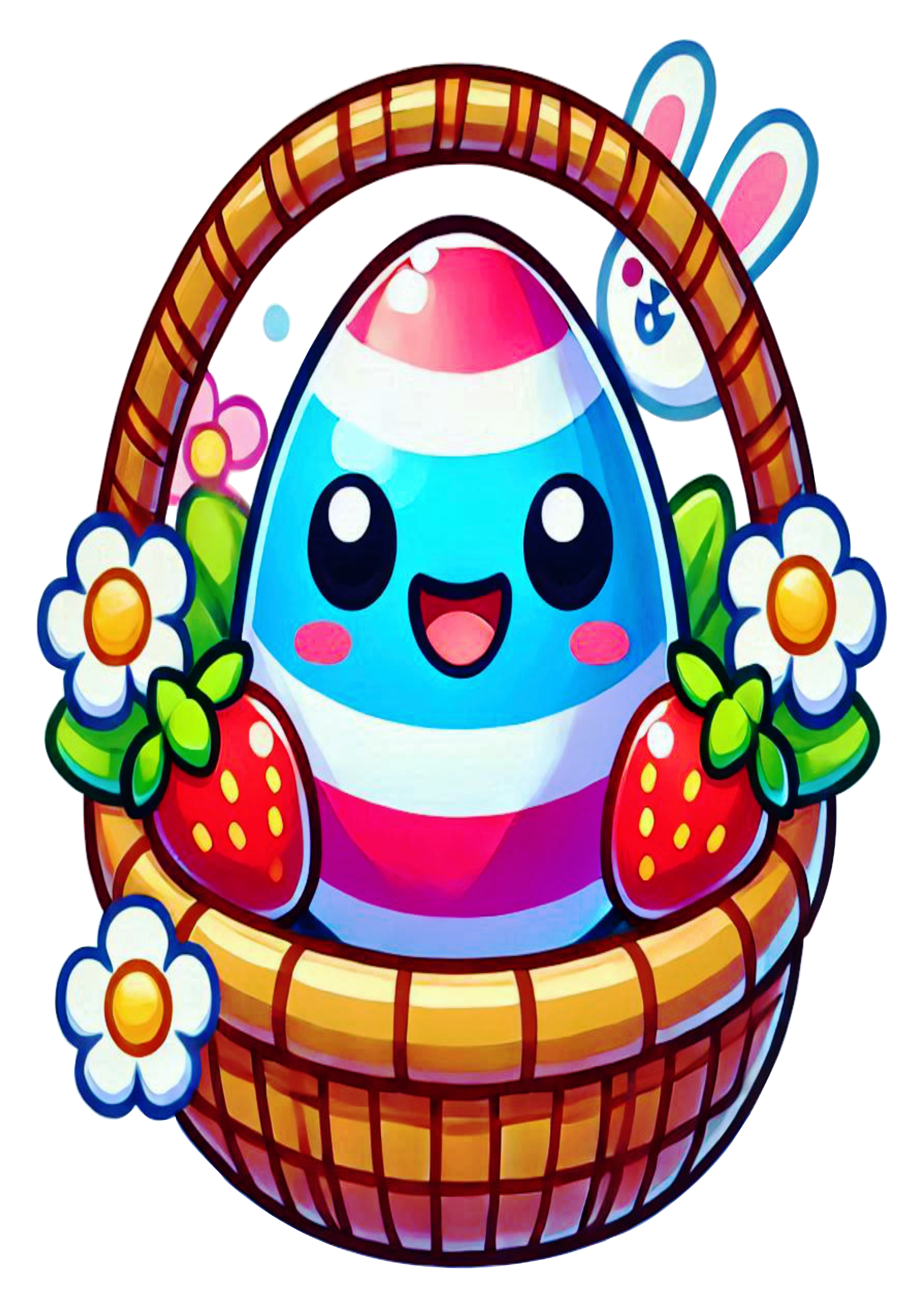 Easter Egg simple design for print and decoration PNG basket easter