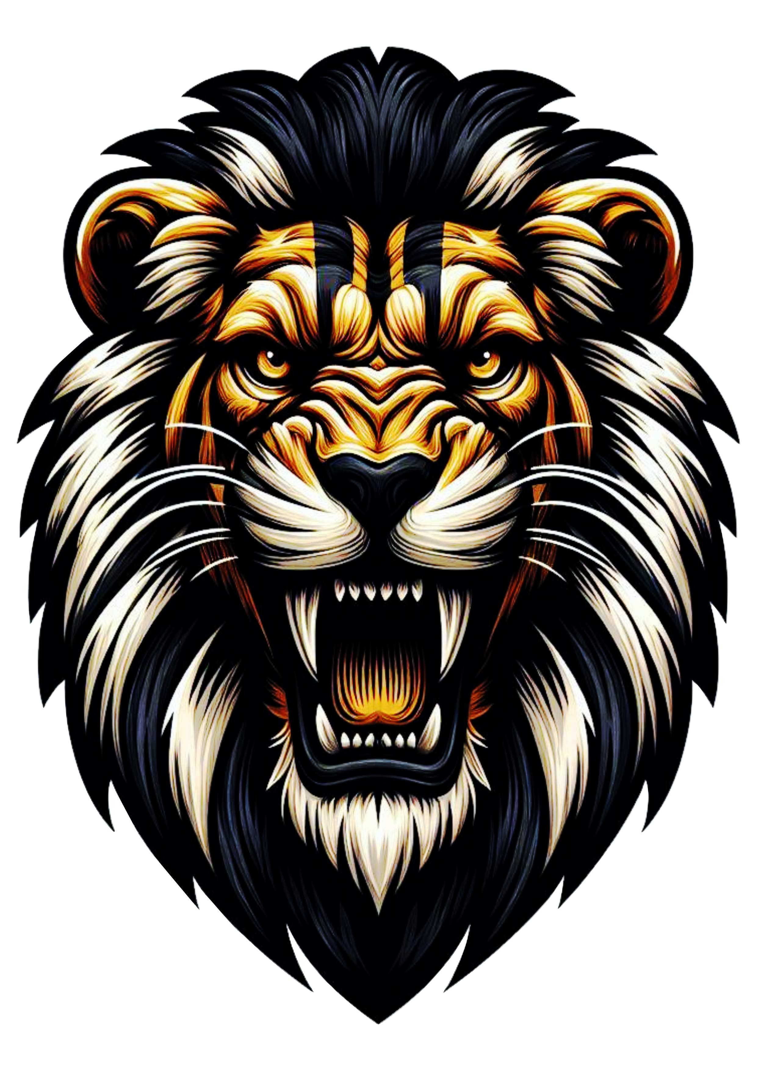 Lion head color tattoo design free PNG