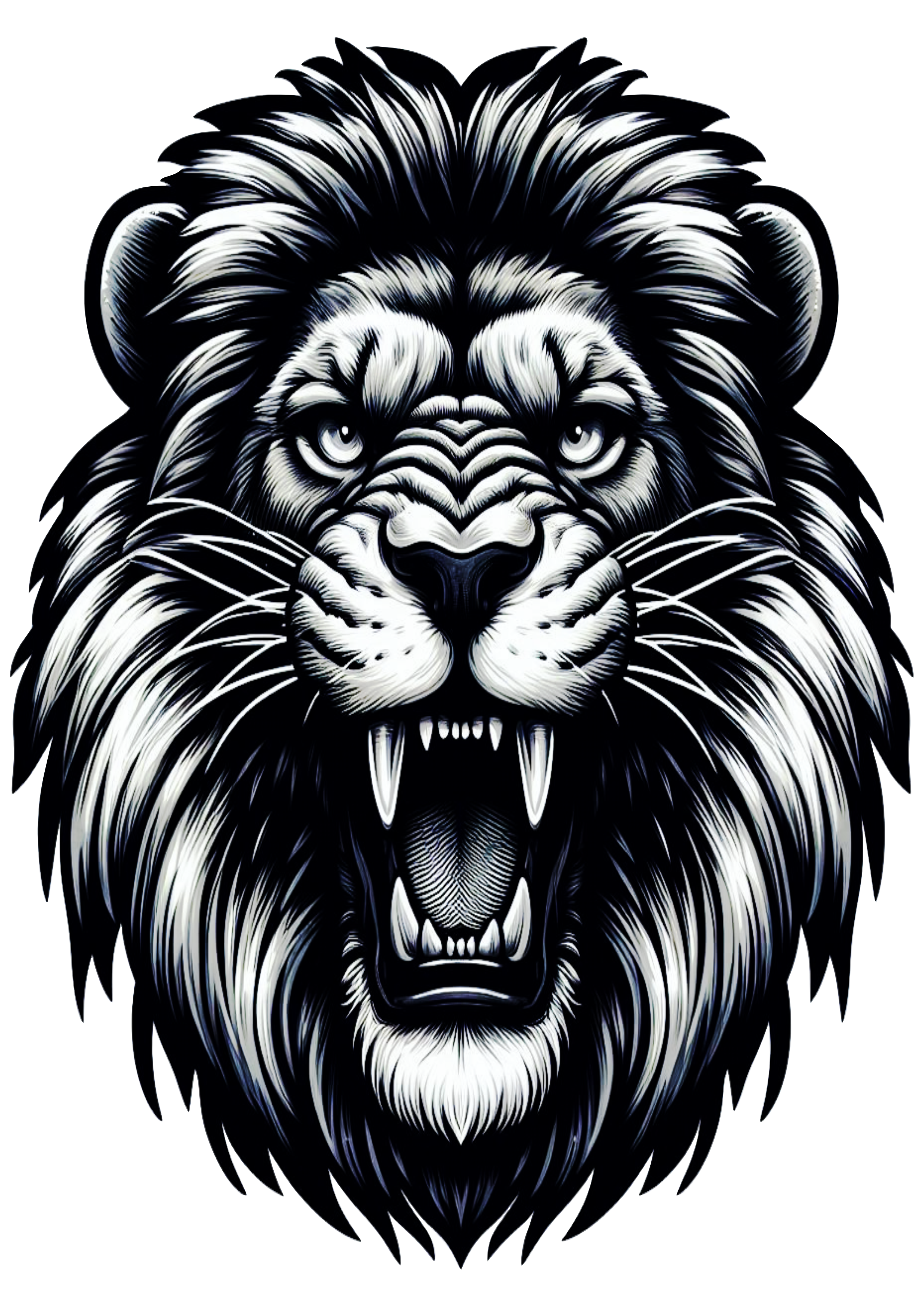 Lion head tattoo design free PNG realistic