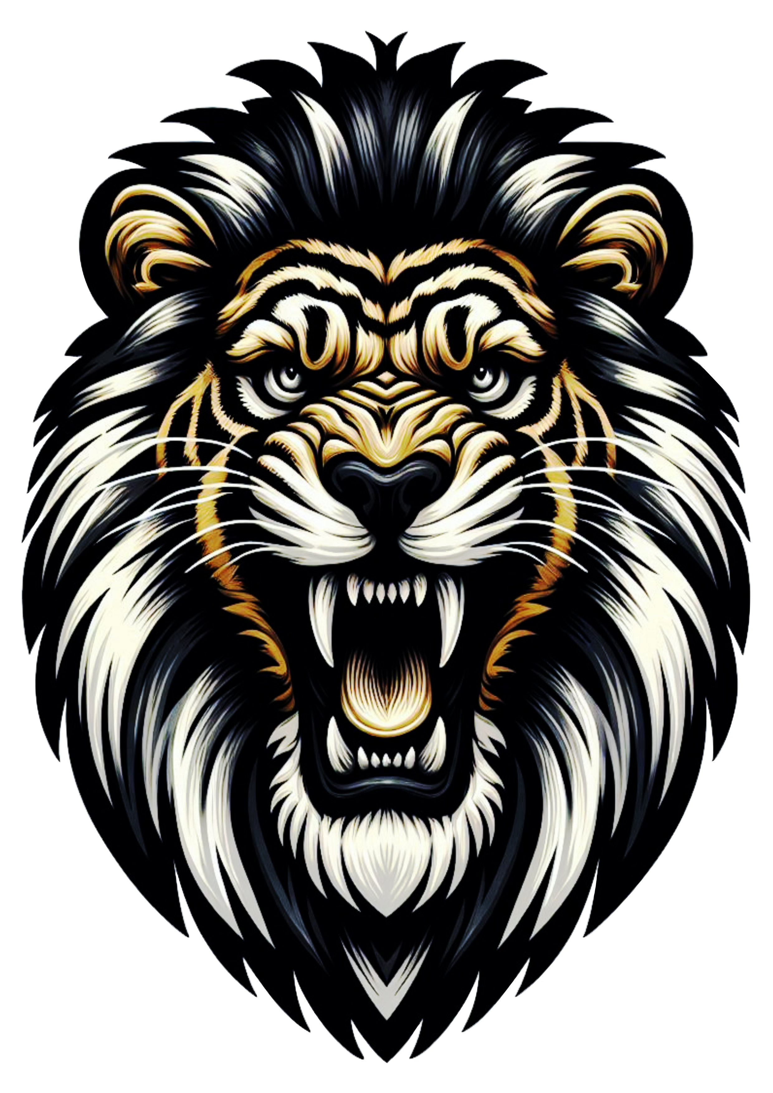 Lion head color tattoo design free PNG realistic