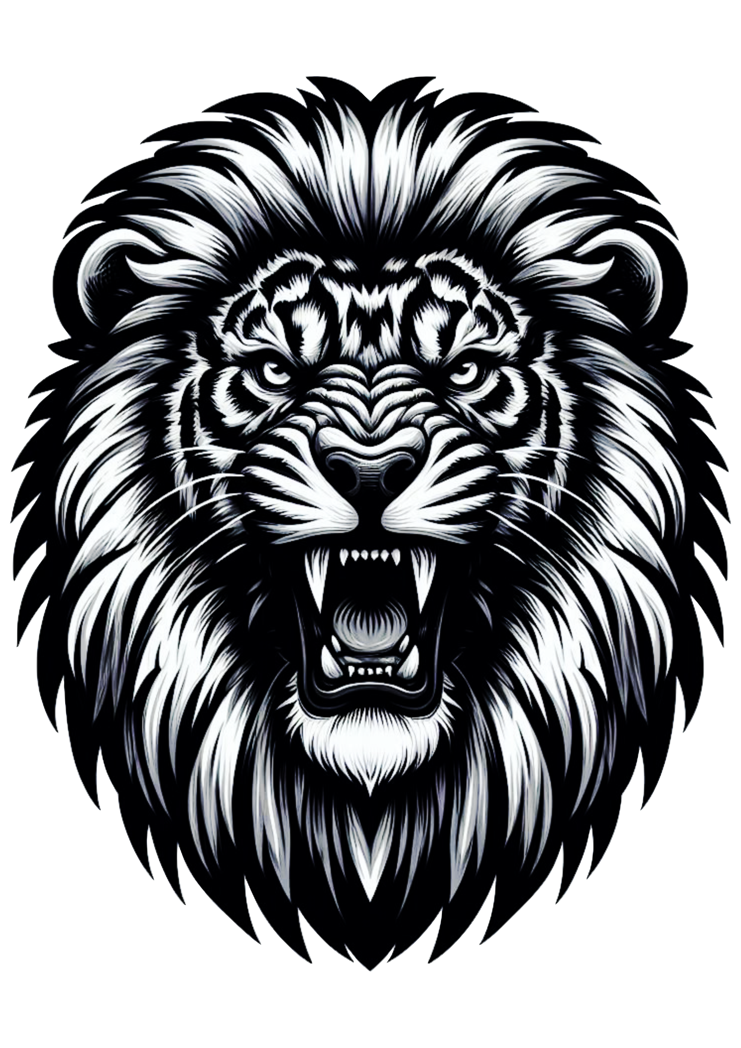 Lion head tattoo design free PNG realistic draw